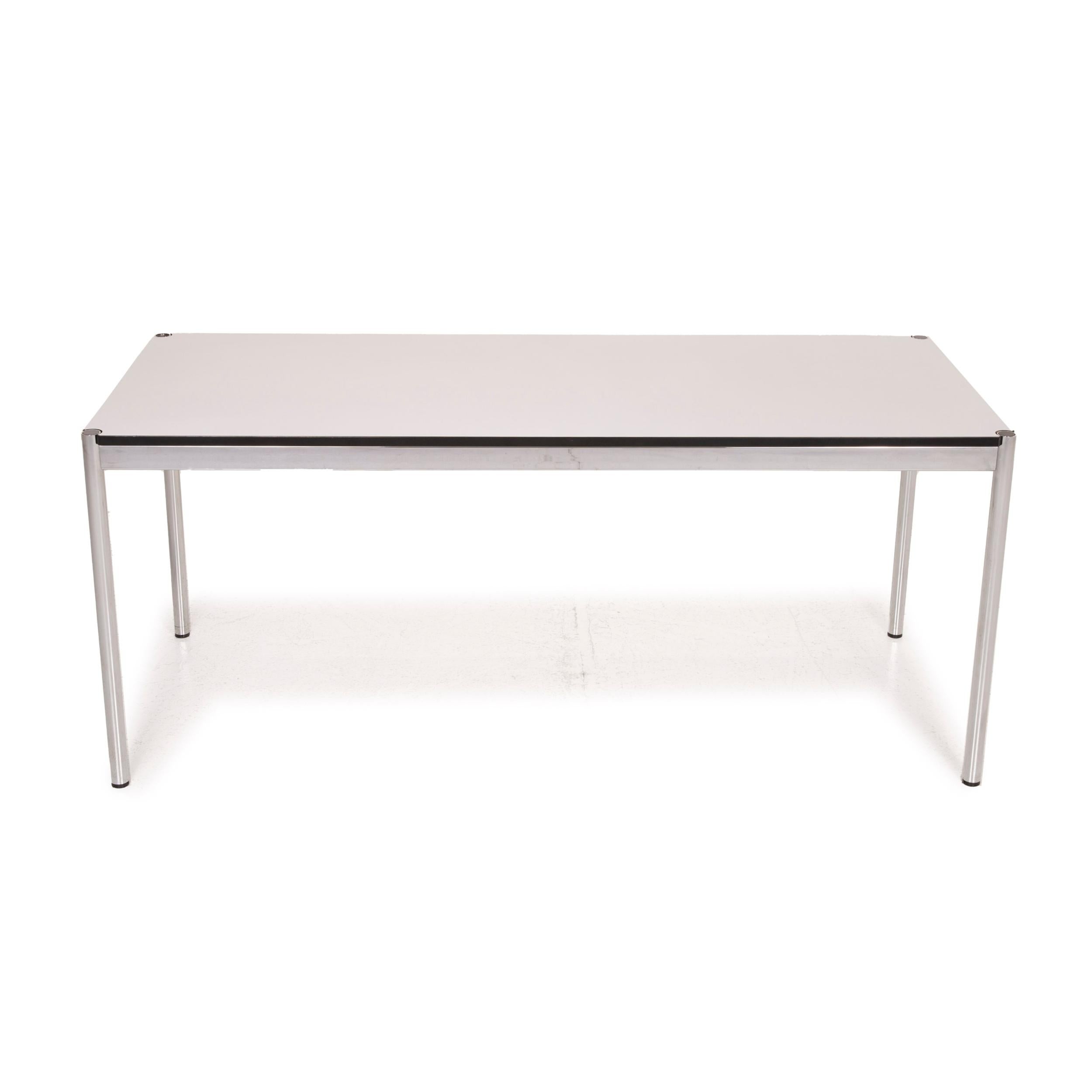 USM Haller Metal Table White Desk Chrome For Sale 1
