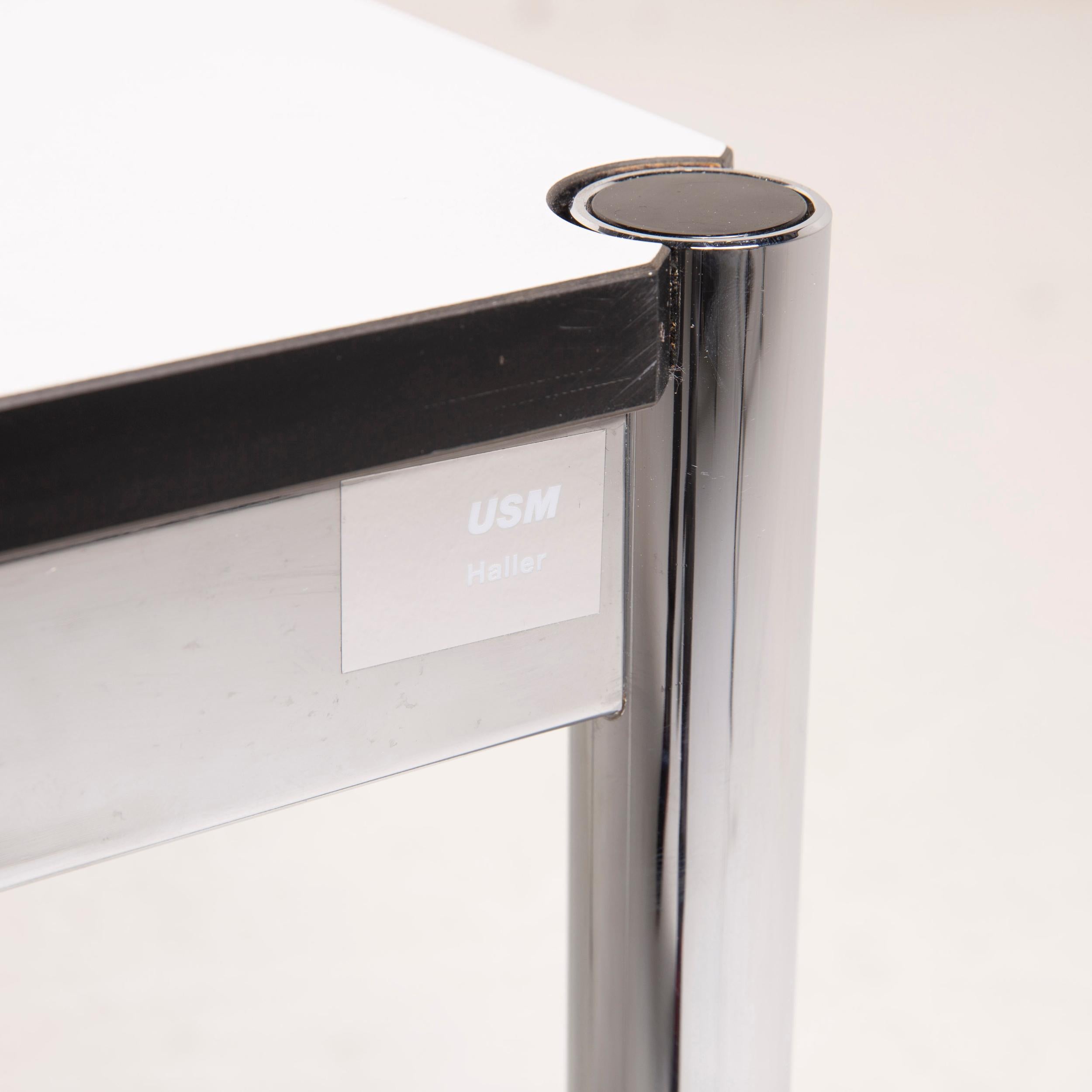 Contemporary USM Haller Metal Table White Desk Chrome