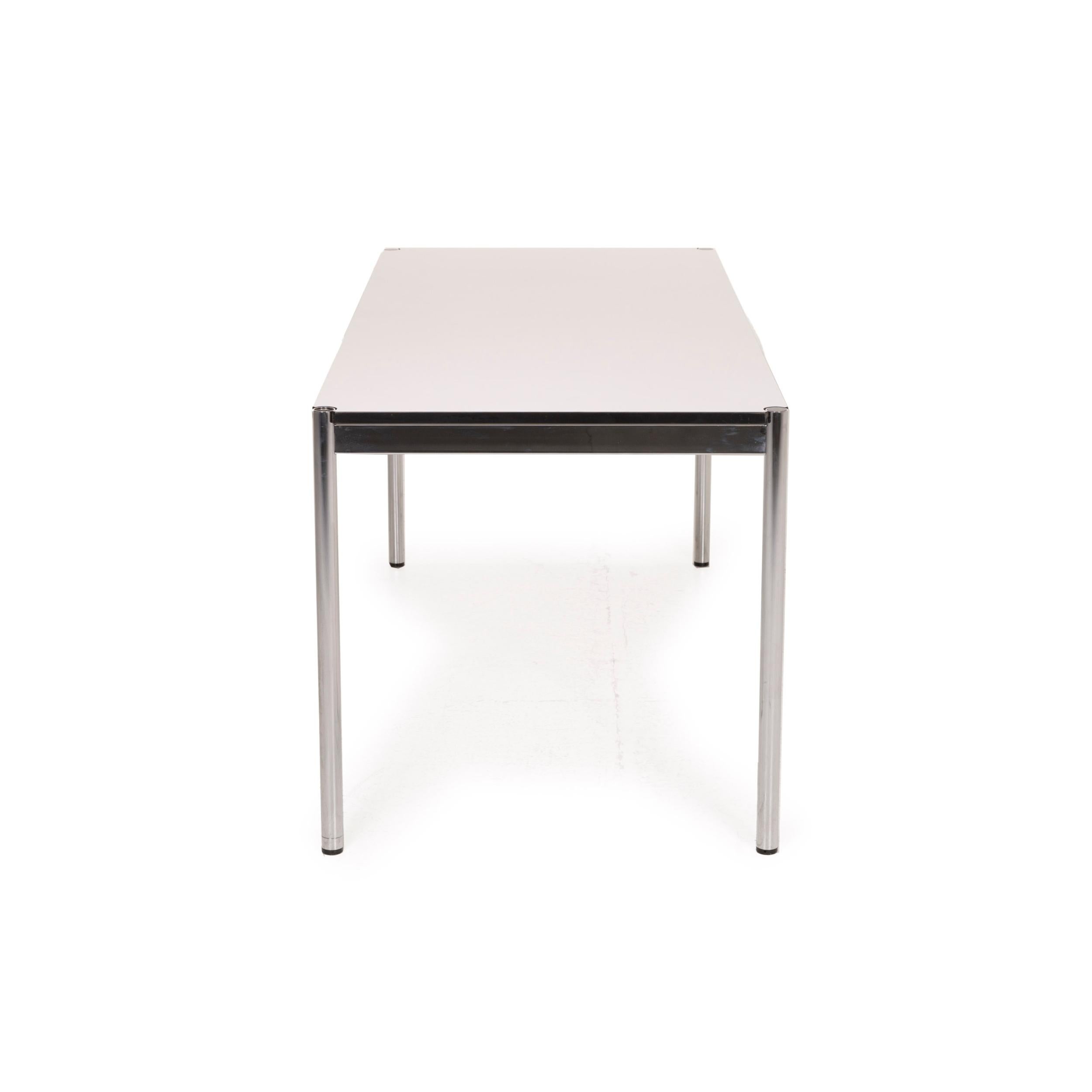 USM Haller Metal Table White Desk Chrome For Sale 2