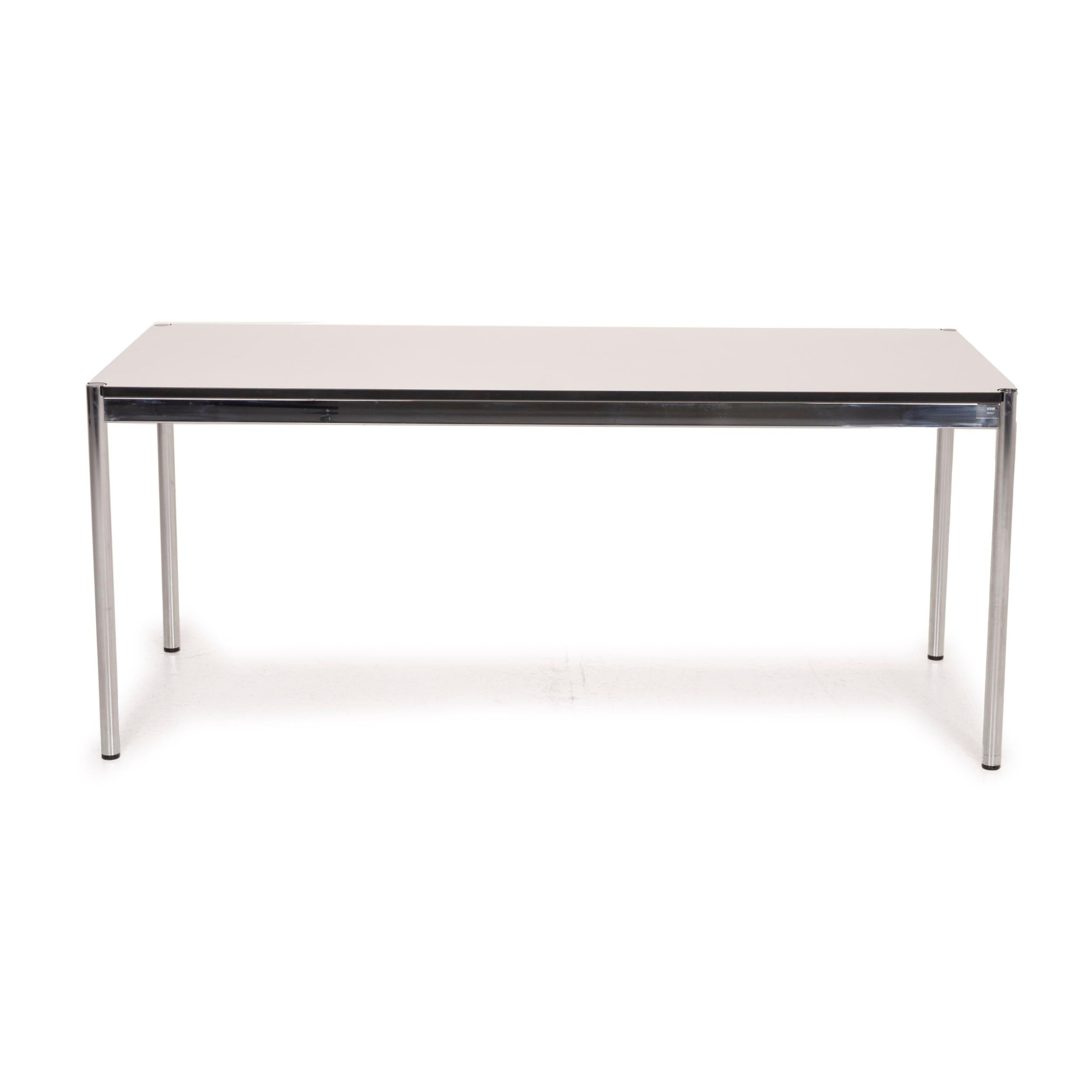 USM Haller Metal Table White Desk Chrome For Sale 3