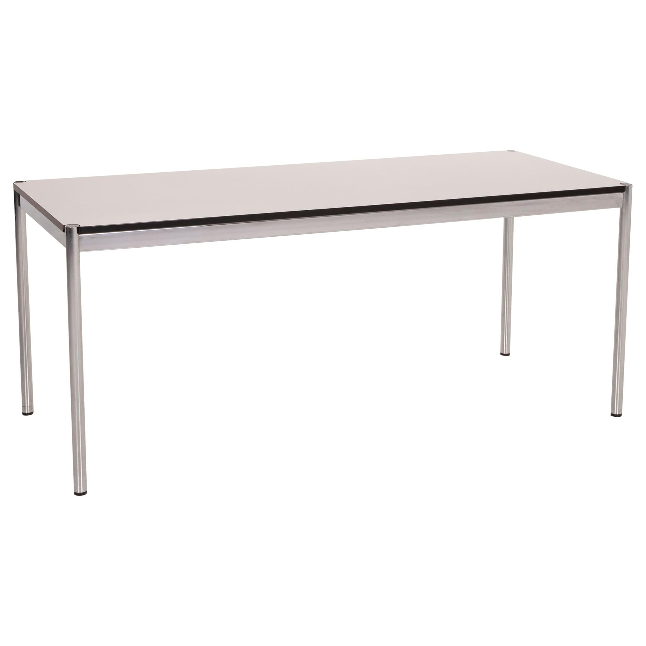 USM Haller Metal Table White Desk Chrome For Sale