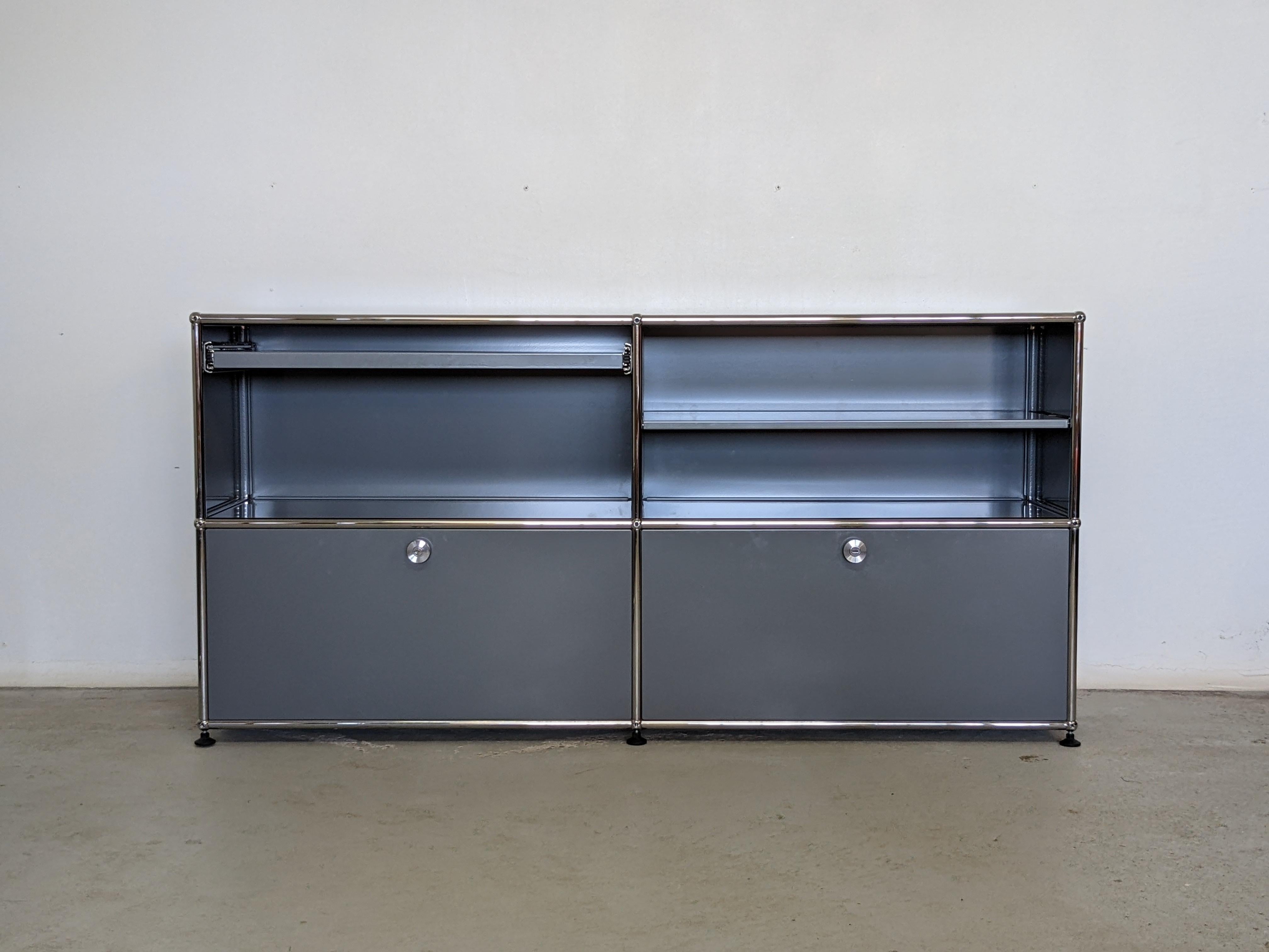Swiss USM Haller Set of Two Anthracite Storage Systems, Credenza or Sideboard