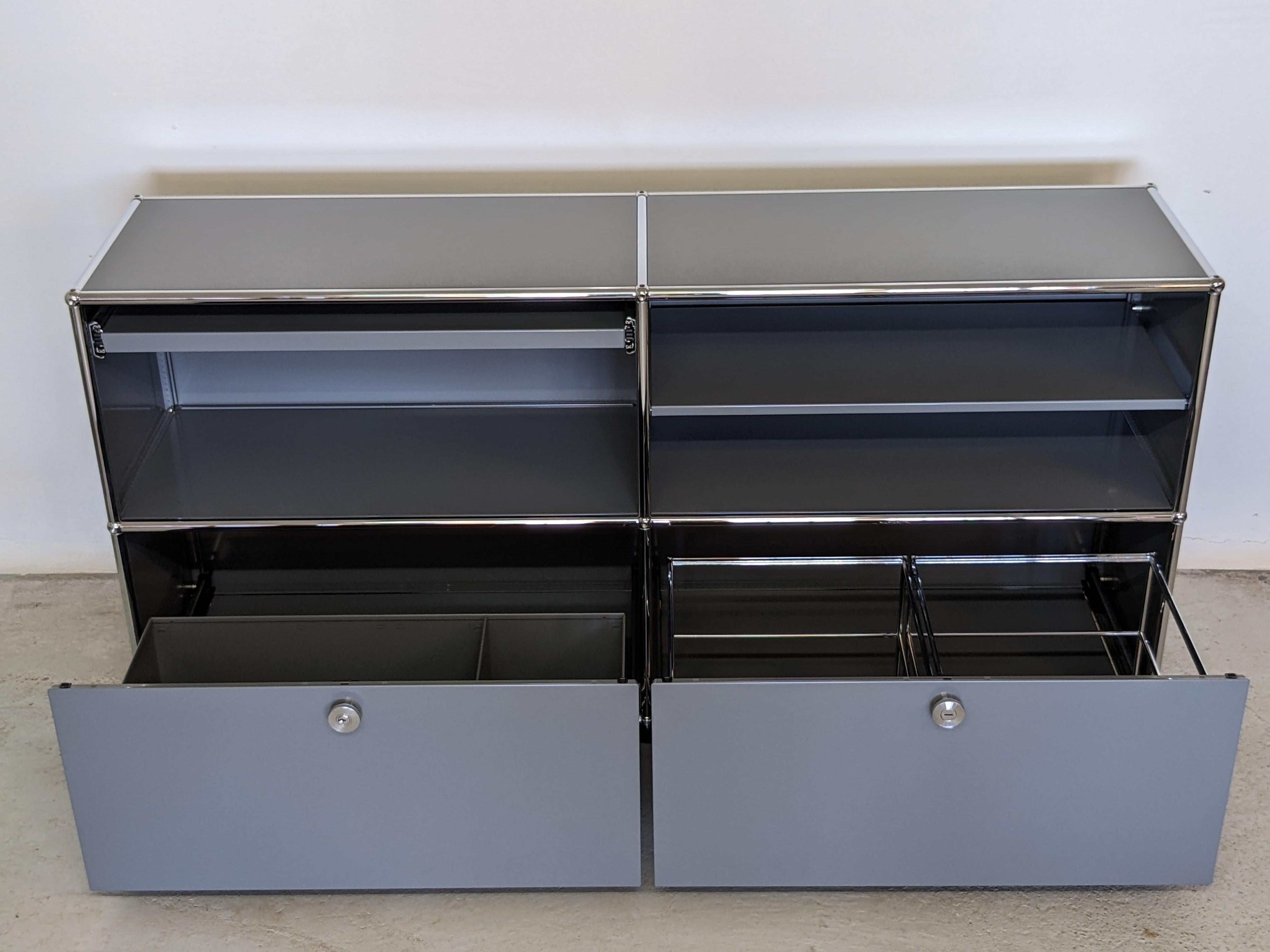 Contemporary USM Haller Set of Two Anthracite Storage Systems, Credenza or Sideboard