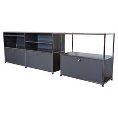 USM Haller Set of Two Anthracite Storage Systems, Credenza or Sideboard