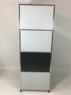Usm Haller Storage Unit White, Grey and Stainless Steel Designed by Fritz Haller