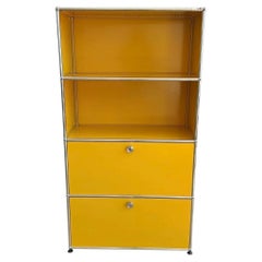 USM Haller Tall Shelf, Golden Yellow, Drop-Down Door, Soft-Close Mechanism 1960s