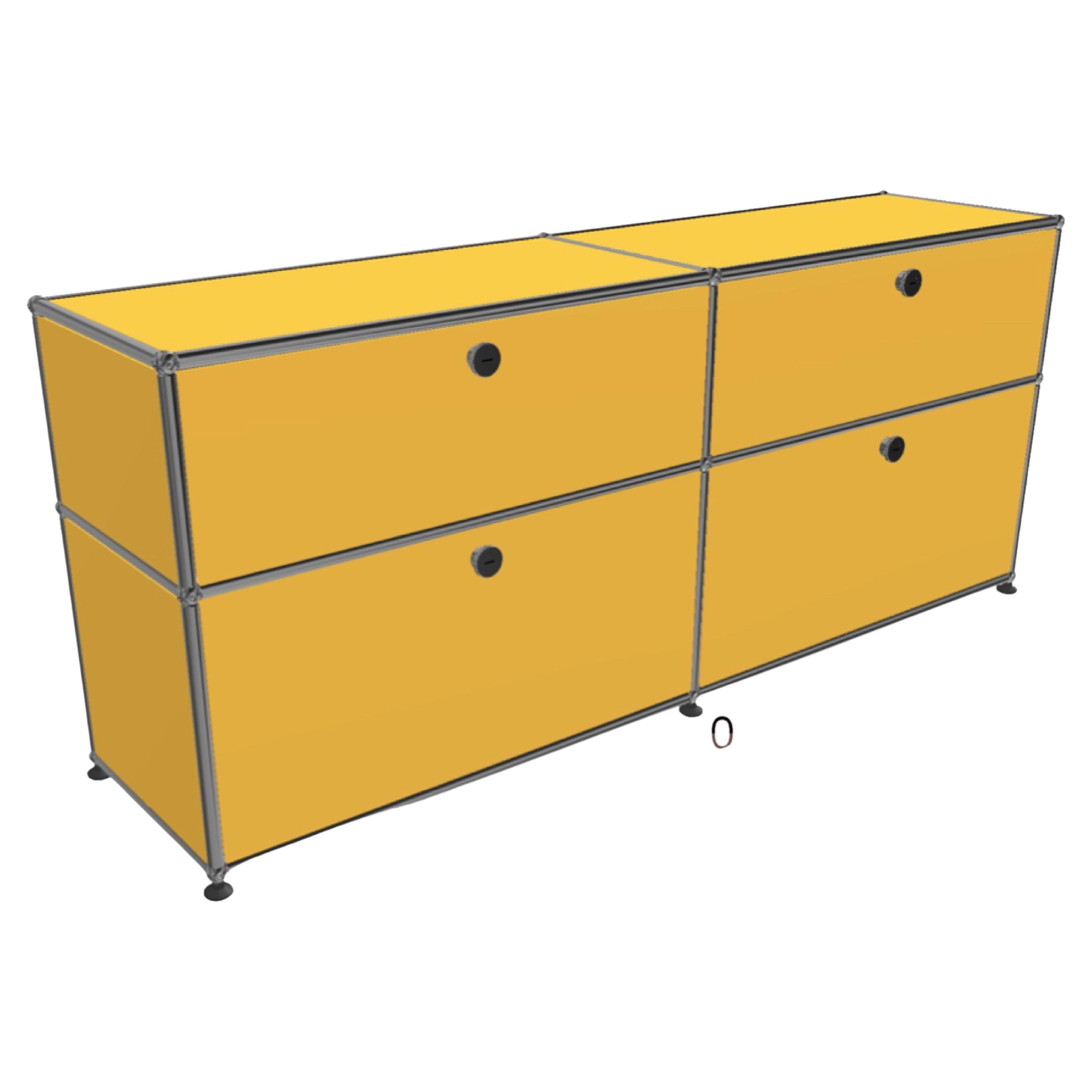 USM Mid Credenza with File Drawers, golden yellow