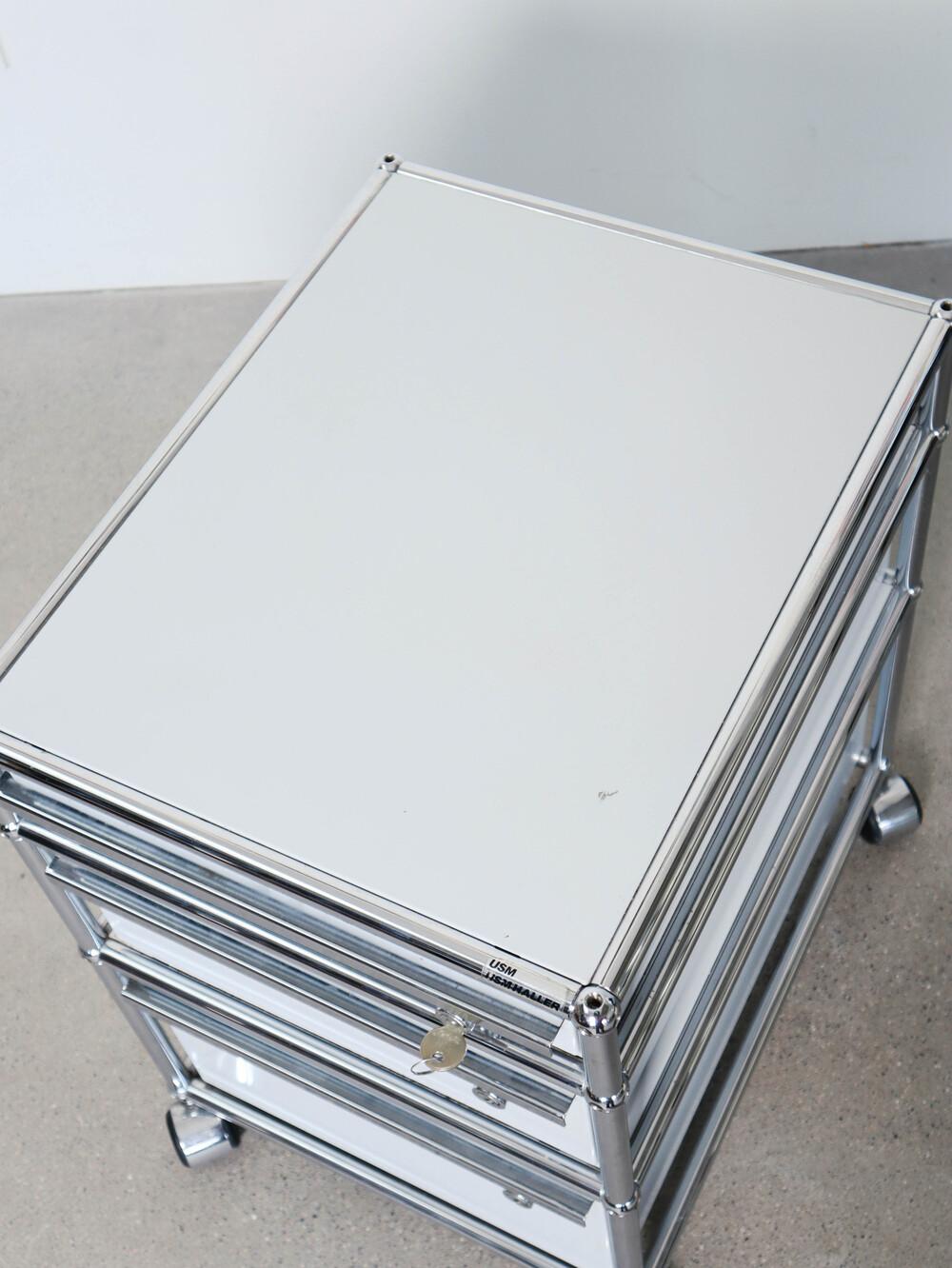 Metal USM - Modern 3 Drawer Pedestal Filing Cabinet (white) 