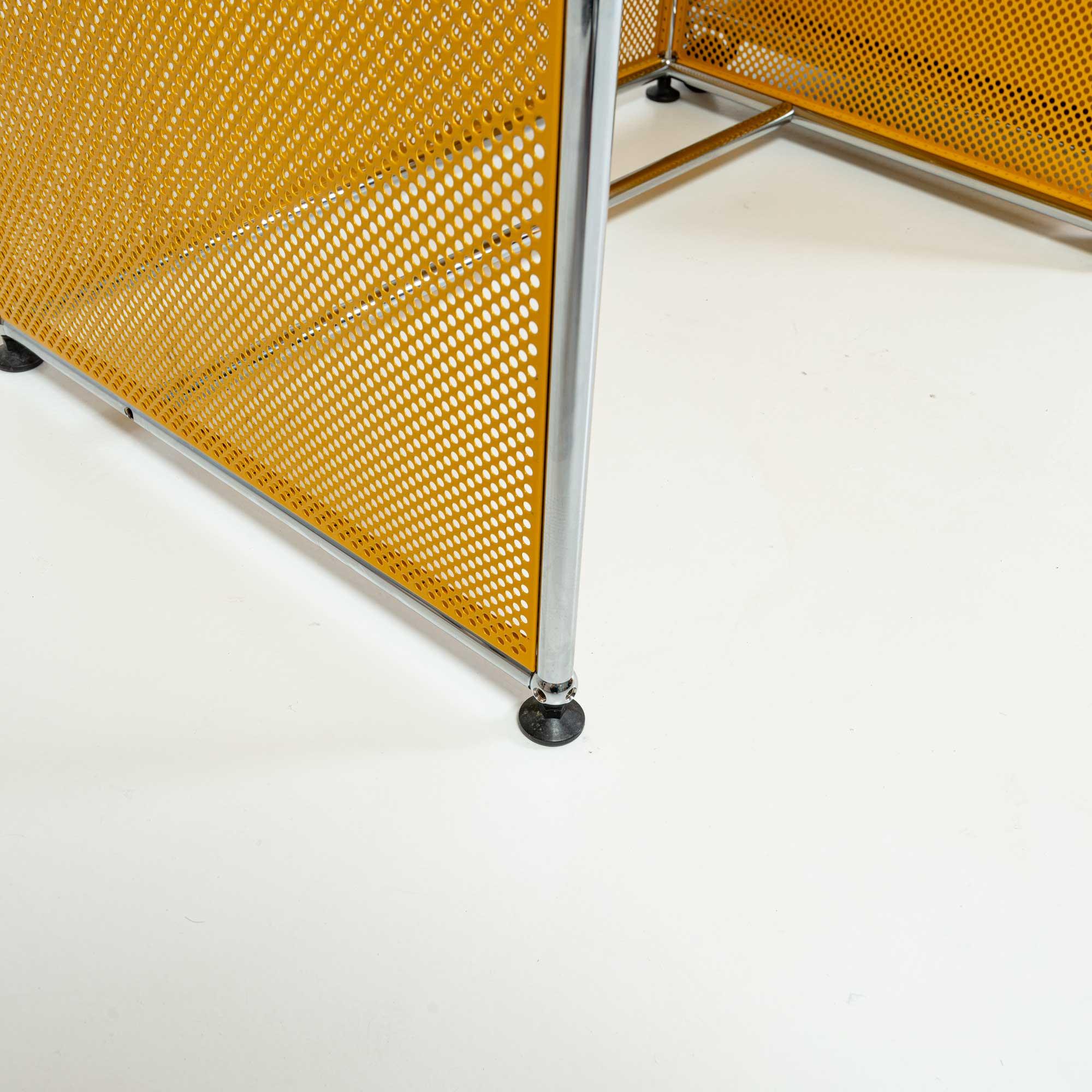 USM Modular System Desk and Rolling Cabinet in Golden Yellow 3