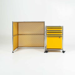 USM Modular System Desk and Rolling Cabinet in Golden Yellow