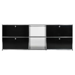 Used USM Haller Modular System Three Column Credenza/Cabinet in Graphite Black