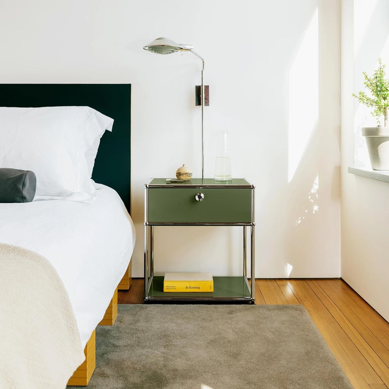 USM Olive Green Nightstand P2 Storage System For Sale at 1stDibs