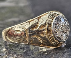 USMA Military West Point Diamond Signet Ring Bailey, Banks & Biddle 14k 7.5g sz 6.5