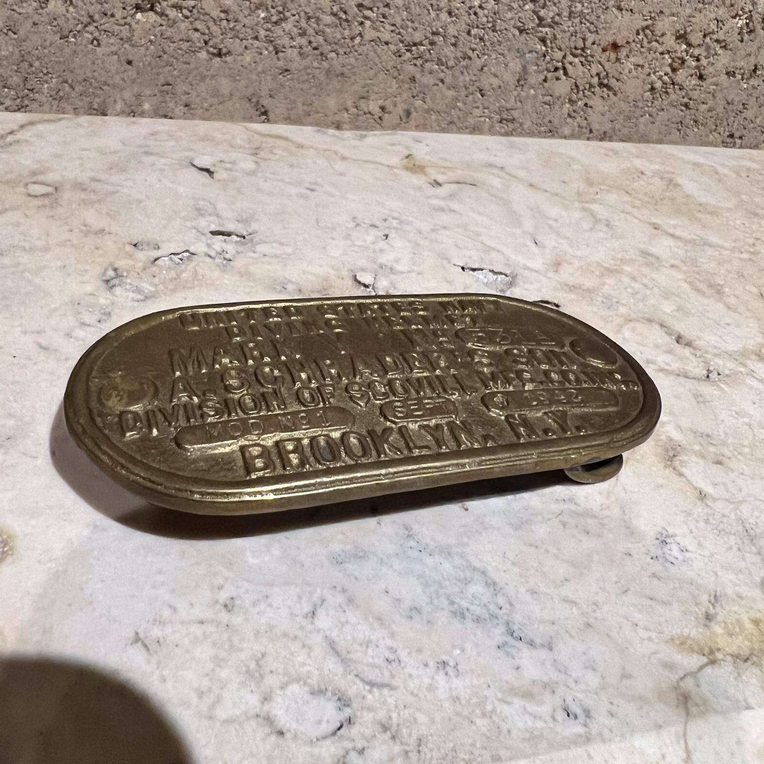 Mid-Century Modern USN Brass Diving Helmet Navy Data Plate Belt Buckle