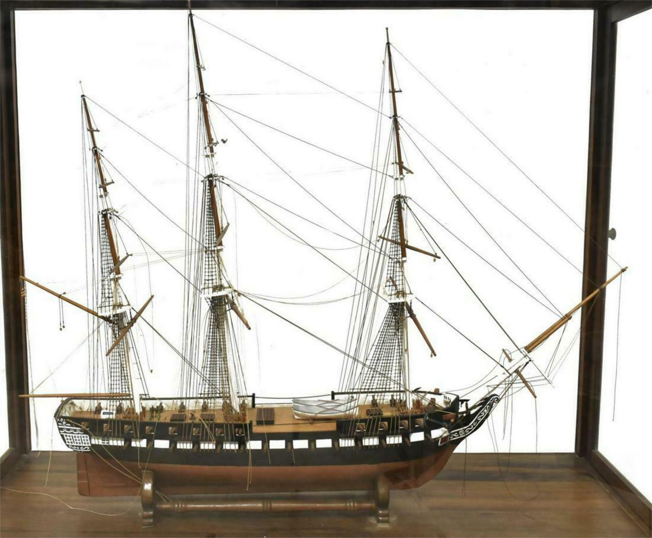 USS Constellation, Three Mast,  Large Display Case, Home Decor, Model Ship!! In Good Condition For Sale In Austin, TX