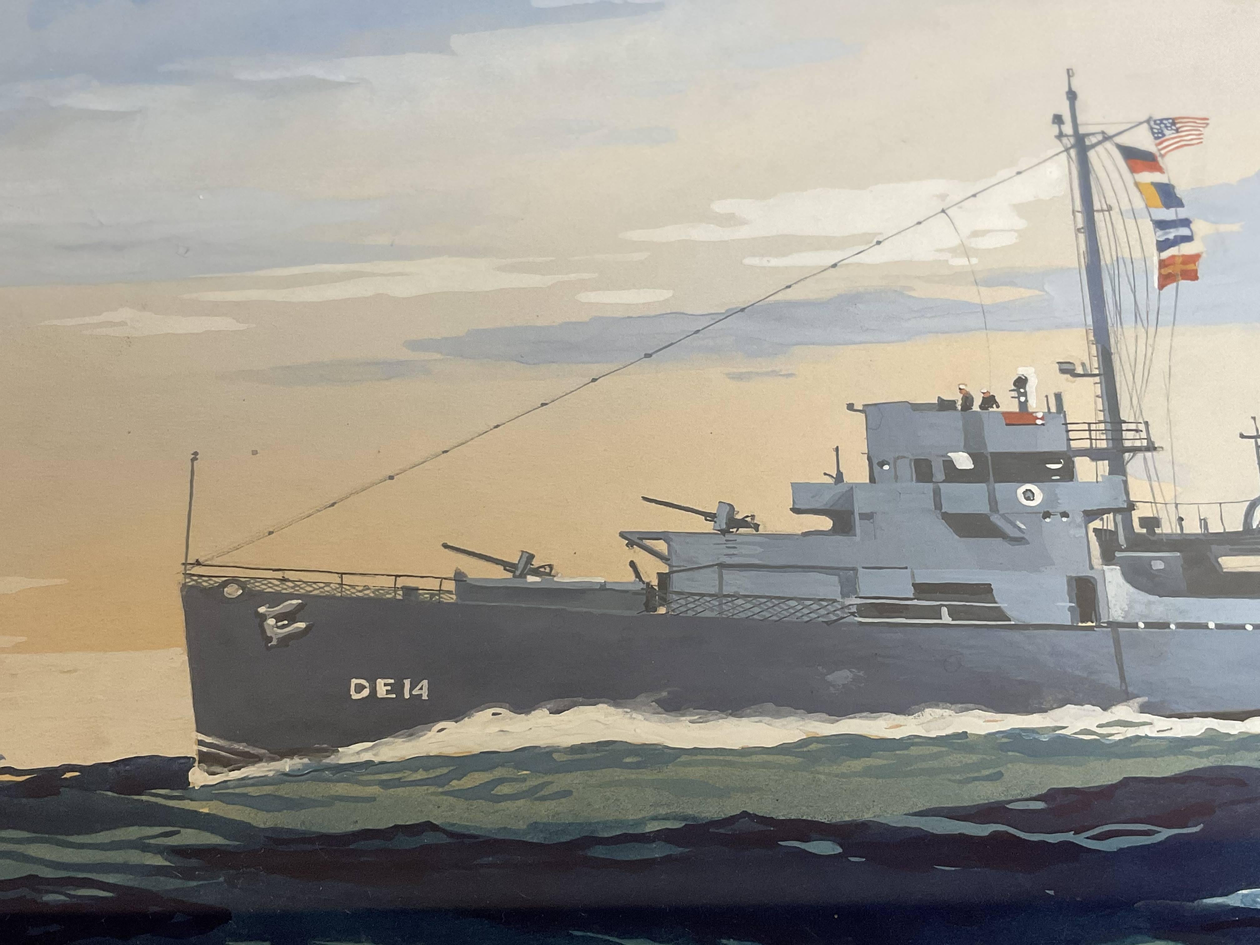 USS Doherty DE-14, Gemälde von Worden Wood im Angebot 4