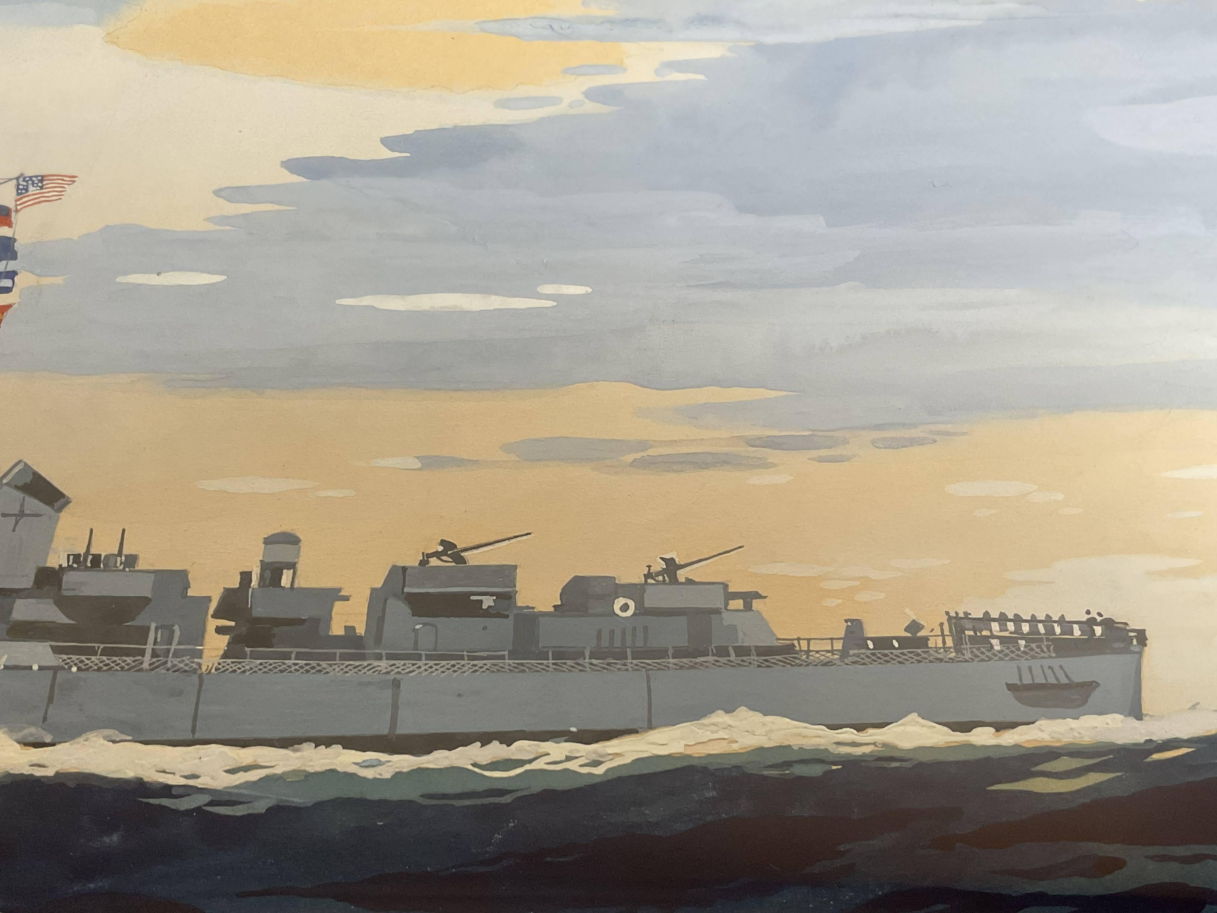 USS Doherty DE-14, Gemälde von Worden Wood im Angebot 6