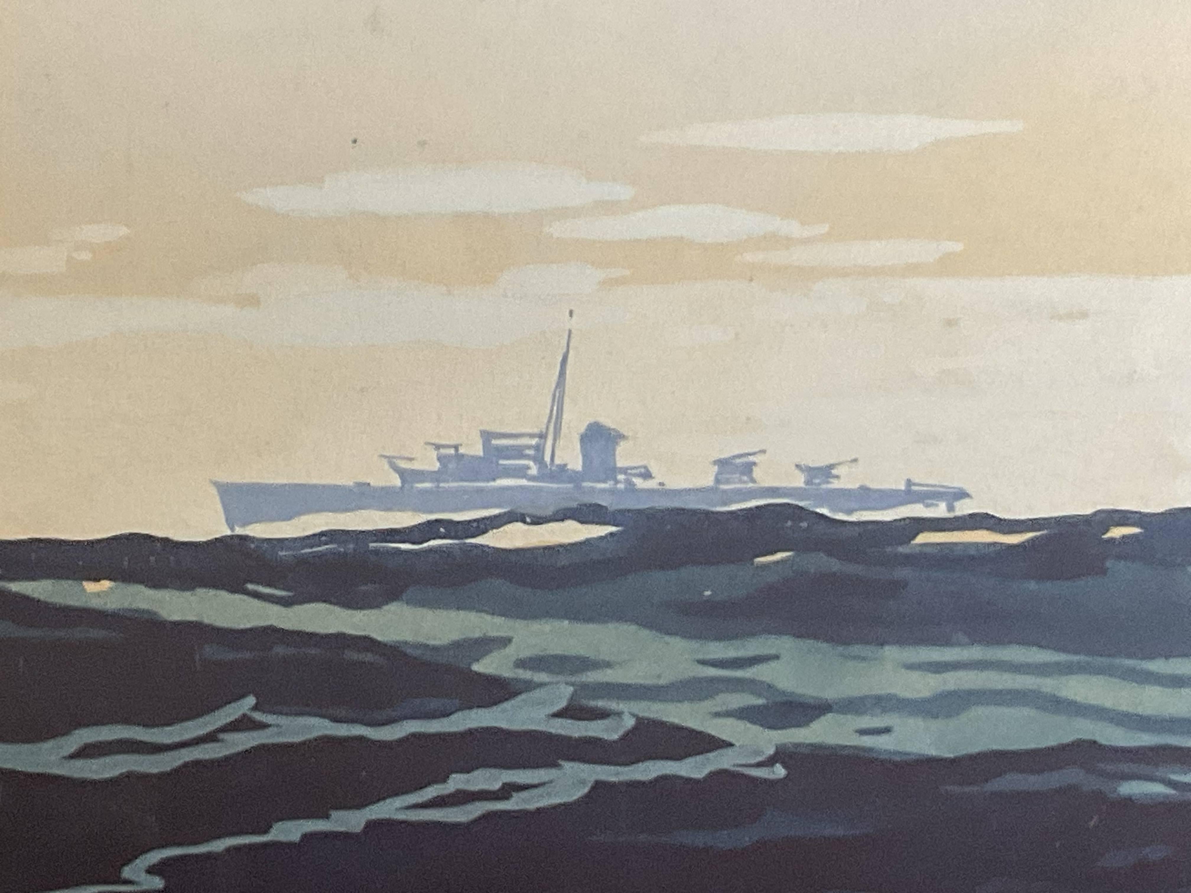 USS Doherty DE-14 Painting by Worden Wood For Sale 3