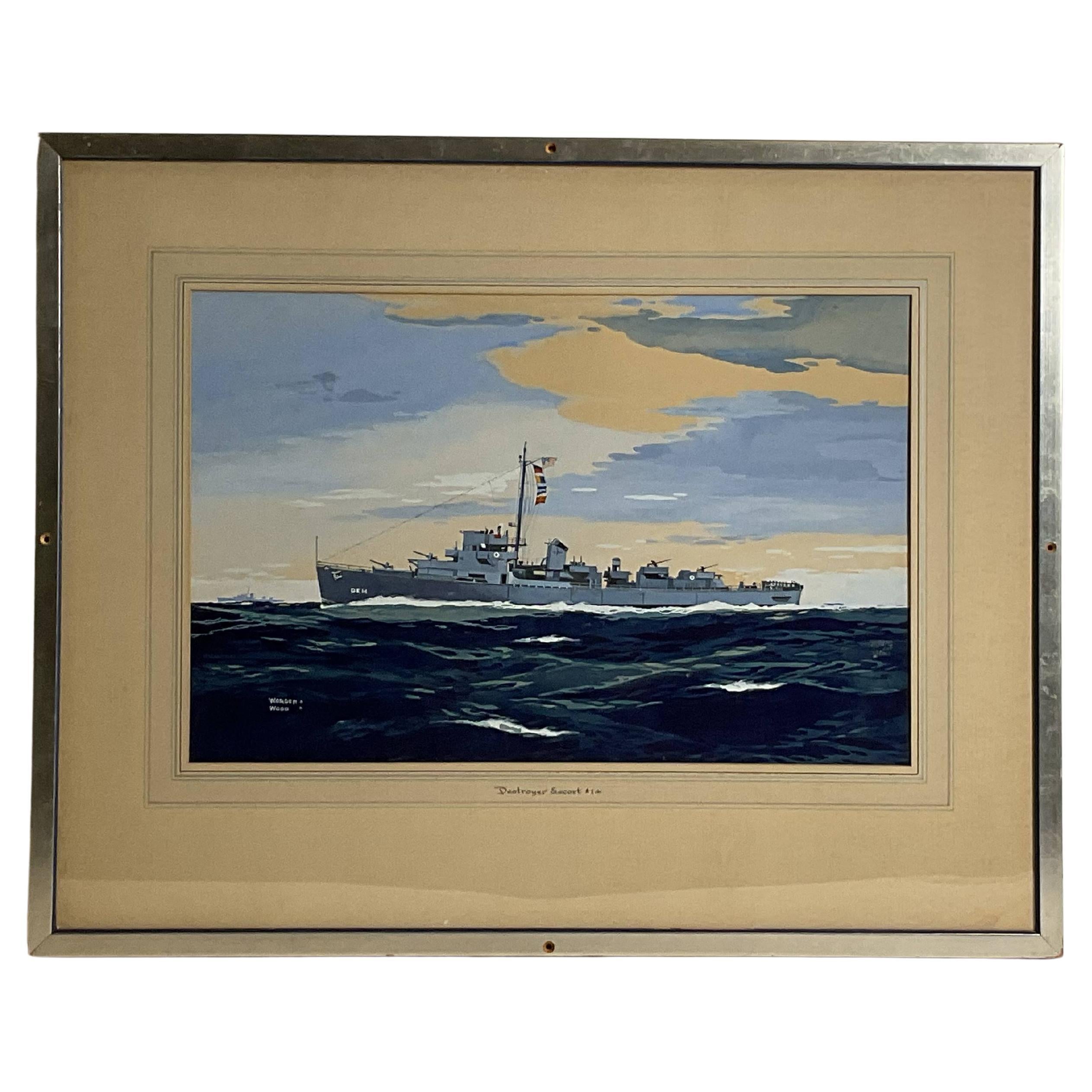 USS Doherty DE-14, Gemälde von Worden Wood im Angebot