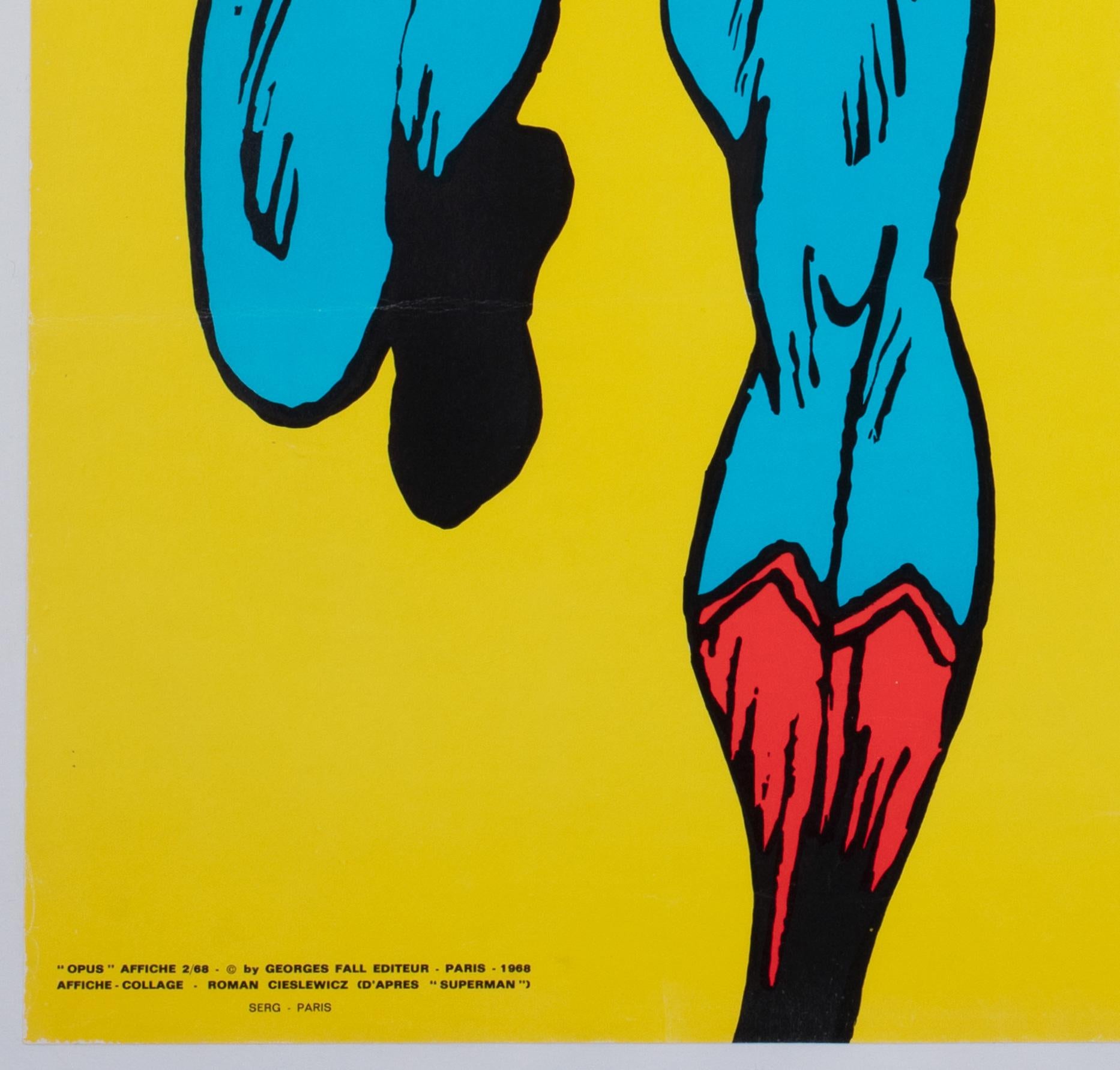 USSR CCCP USA Superman 1968 Opus Int Poster, Roman Cieslewicz For Sale 1