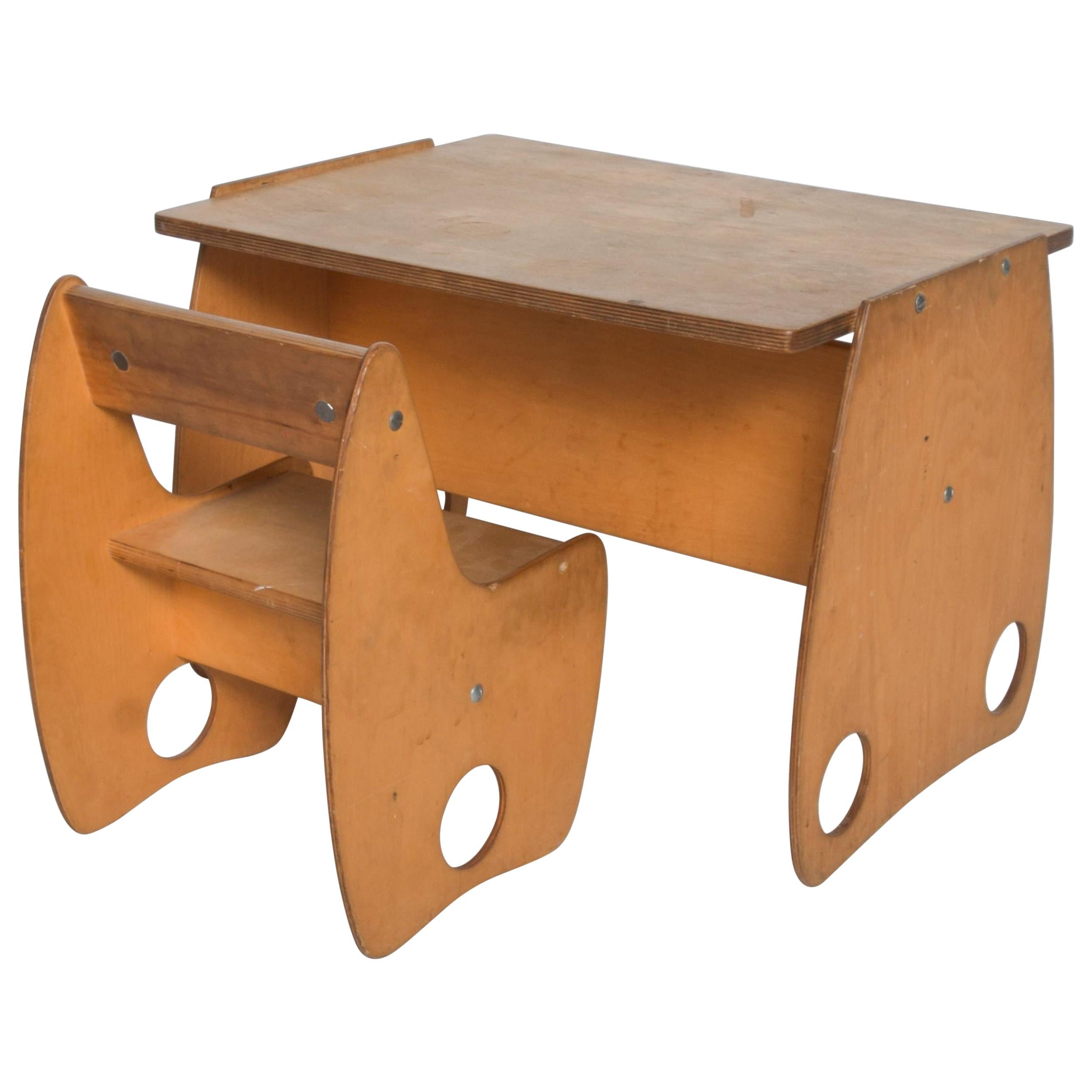 USSR Child School Desk Set Table and Chair by Hans Mitzlaff and