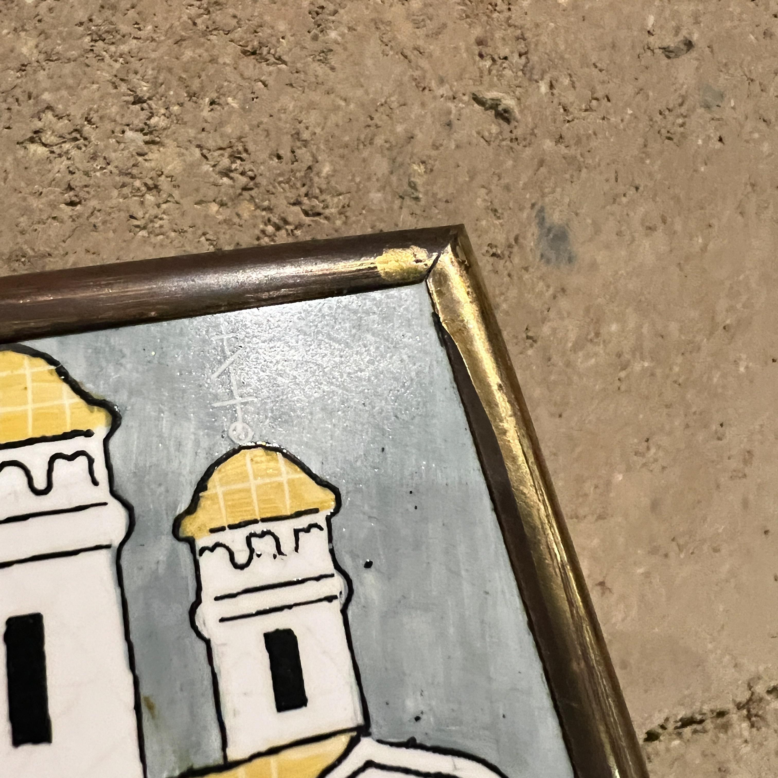 URSS Vintage Azulejos Pintados a Mano Enmarcados Catedral Rusa 10