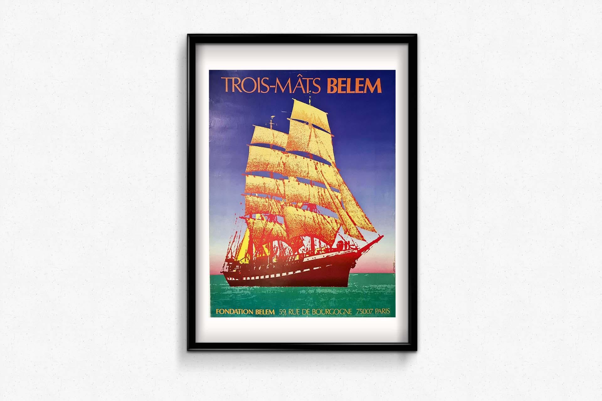 Circa 1980 Original poster of The Belem, a three-masted ship For Sale 2