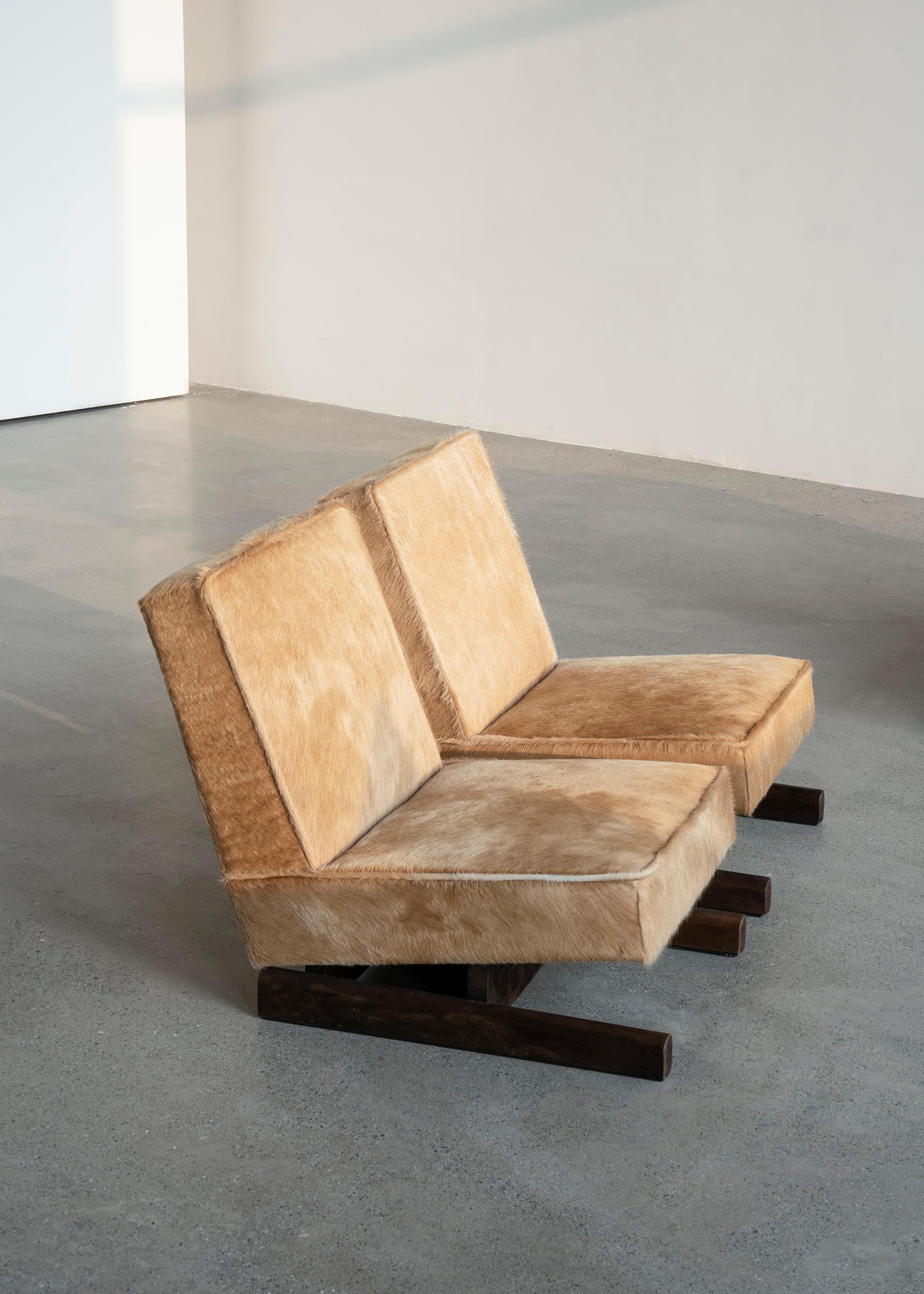 Ut 01 Cowhide and Walnut Sofa by Sing Chan For Sale 9