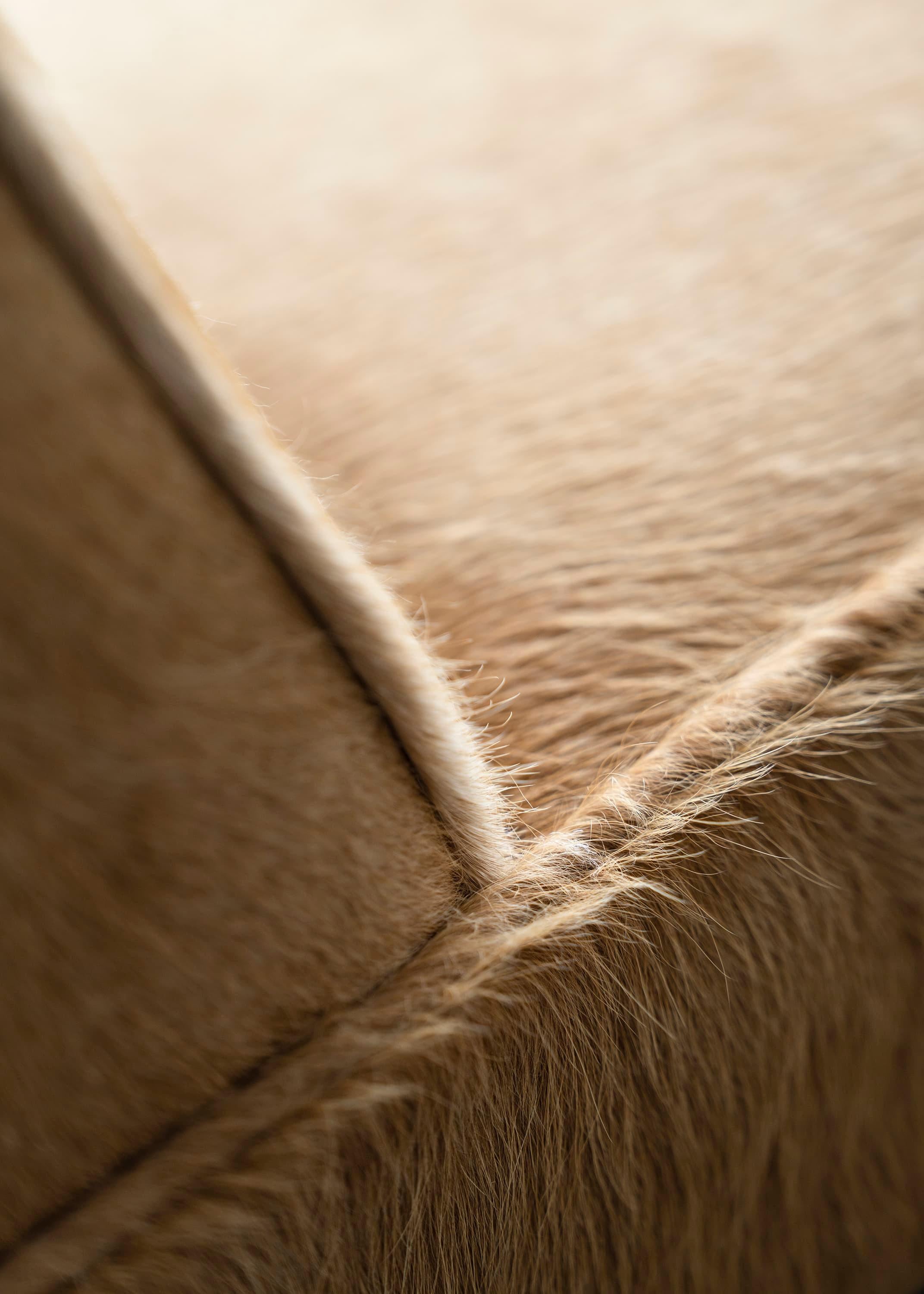 Chinese Ut 01 Cowhide and Walnut Sofa by Sing Chan For Sale