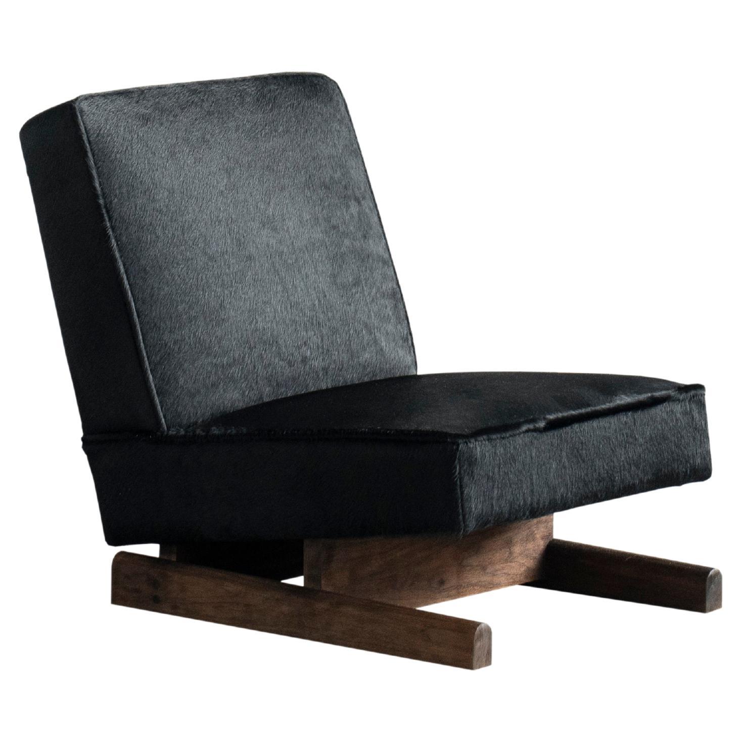 Ut 01 Cowhide and Walnut Sofa by Sing Chan