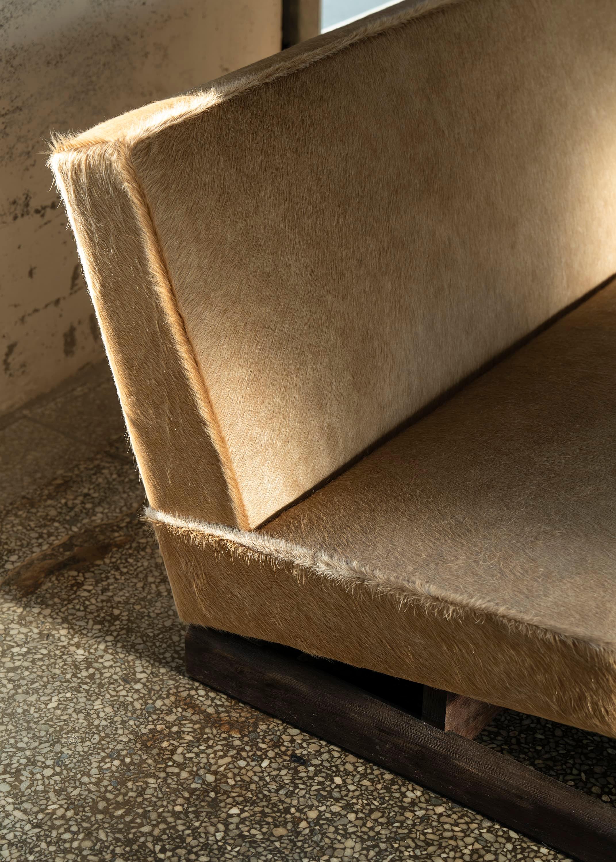 Ut 02 Cowhide and Walnut Sofa by Sing Chan For Sale 5