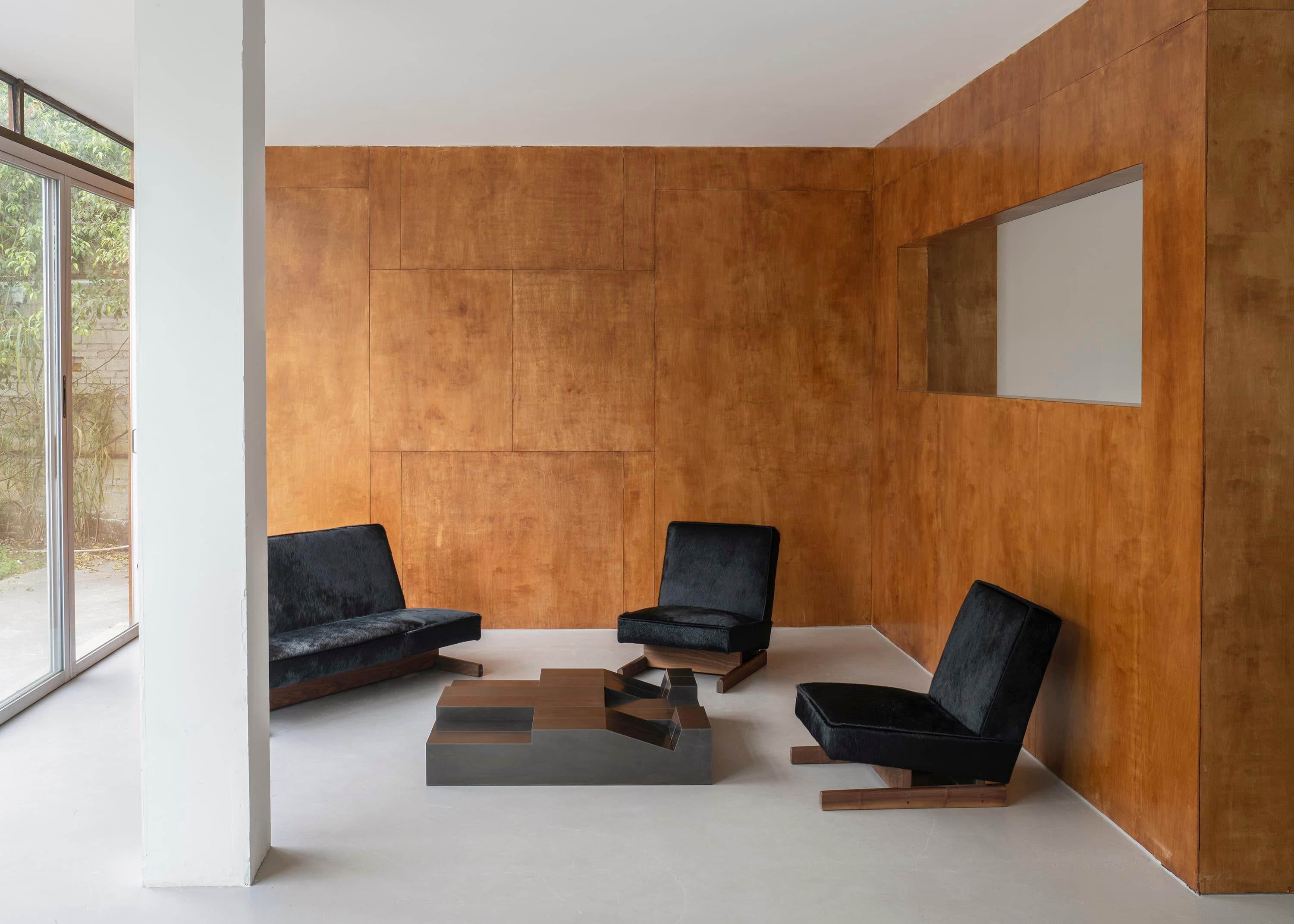 Ut 02 Cowhide and Walnut Sofa by Sing Chan For Sale 6