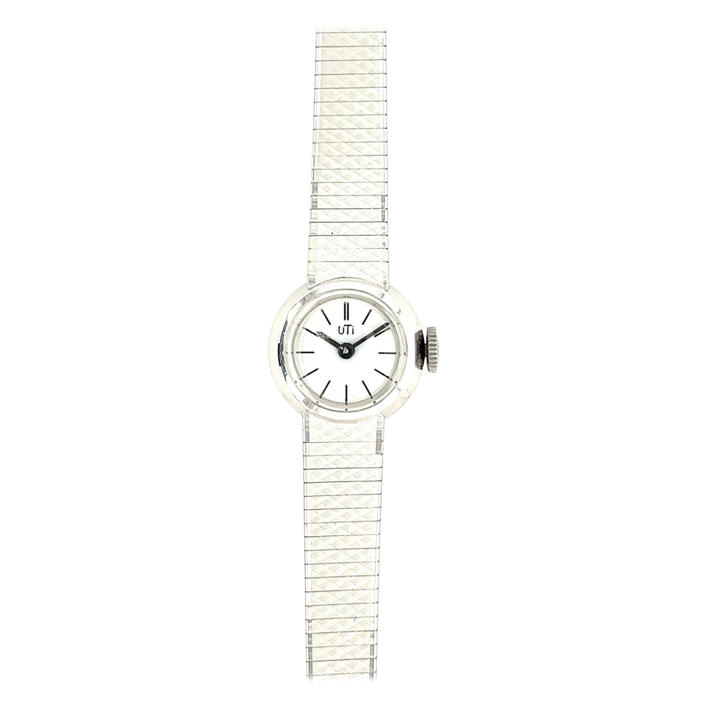 UT1 Vintage Women Watch off White Dial White Gold 18 Karat