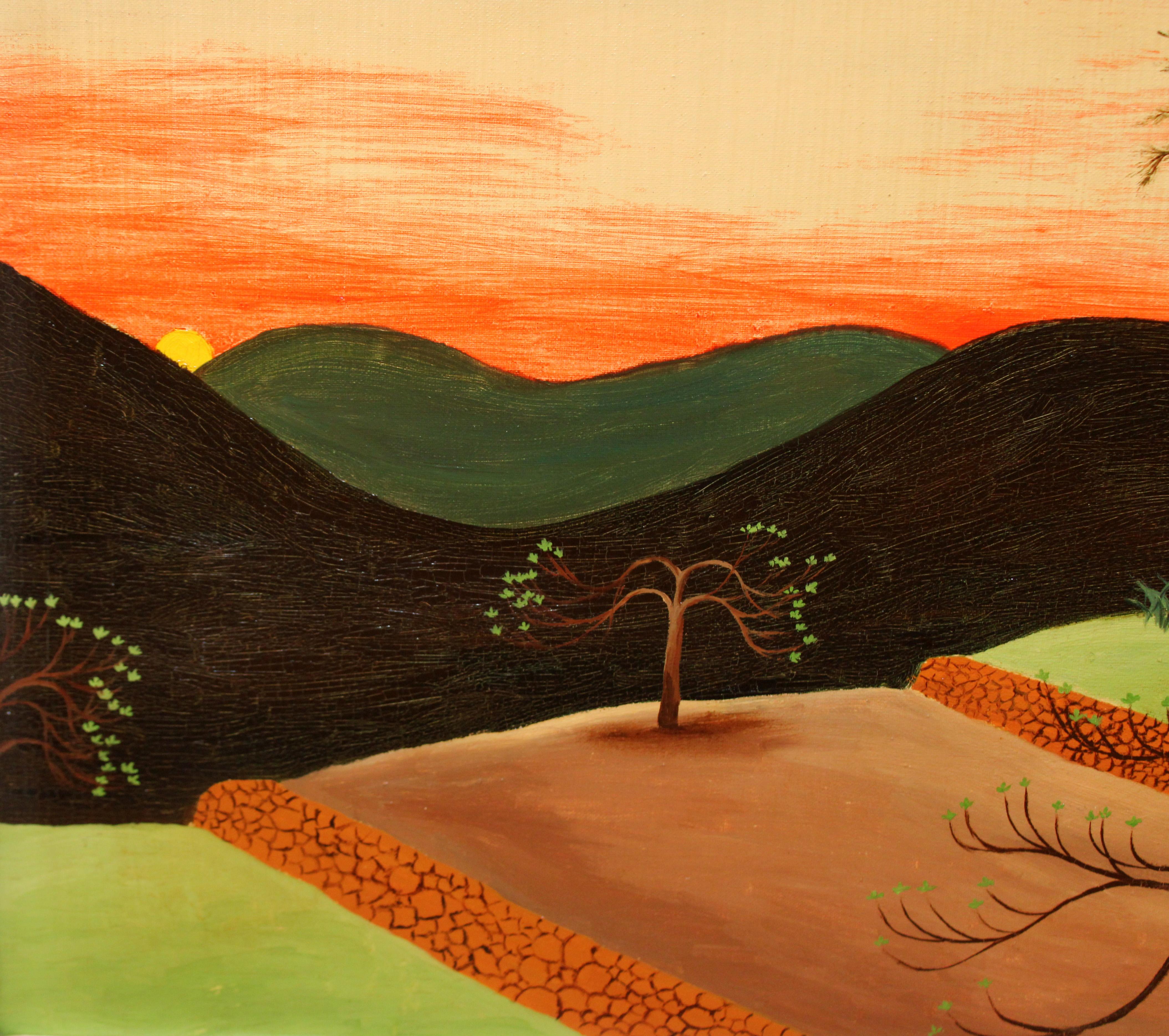 Óleo sobre tela - Paisaje ibicenco - Landscape Painting Marrone di Uta Wohlfarth (atribuido)