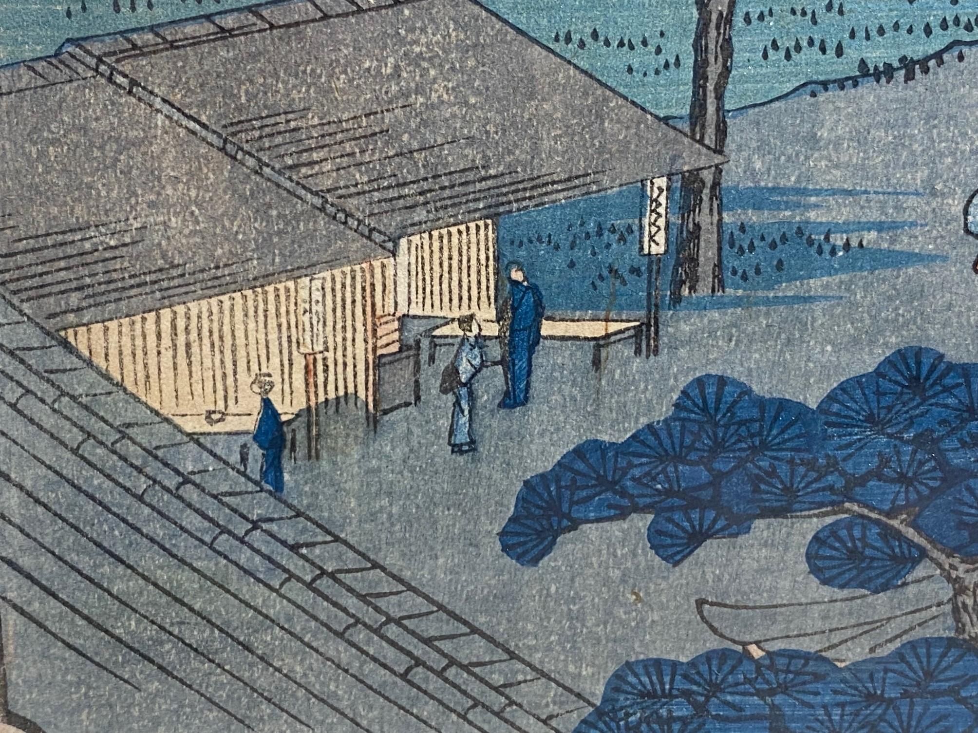 Utagawa Ando Hiroshige Japanese Print Sazaidō Hall at Five Hundred Rakan Temple For Sale 6