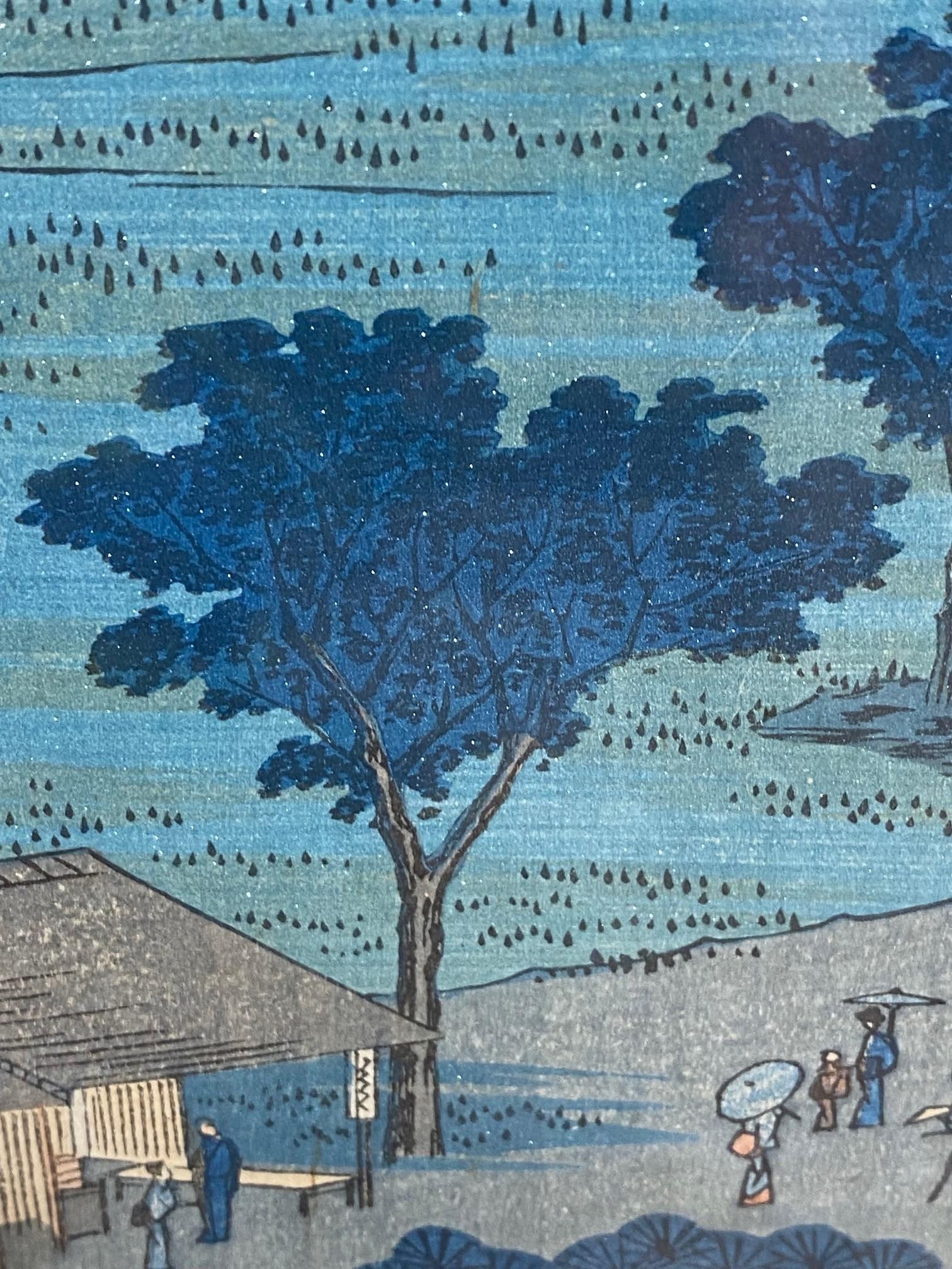 Utagawa Ando Hiroshige Japanischer Druck Sazaidō-Halle im Fünfhundert-Rakan-Tempel im Angebot 2