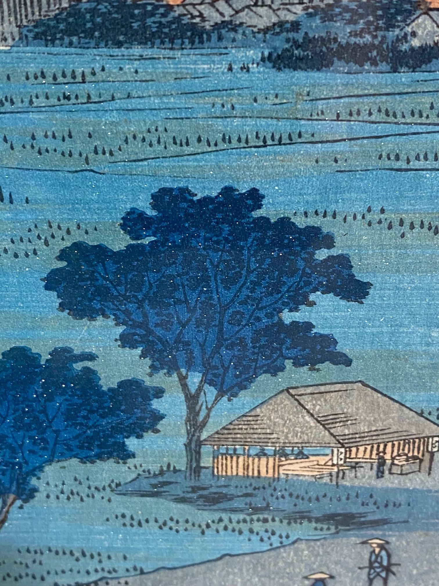 Utagawa Ando Hiroshige Japanese Print Sazaidō Hall at Five Hundred Rakan Temple For Sale 3