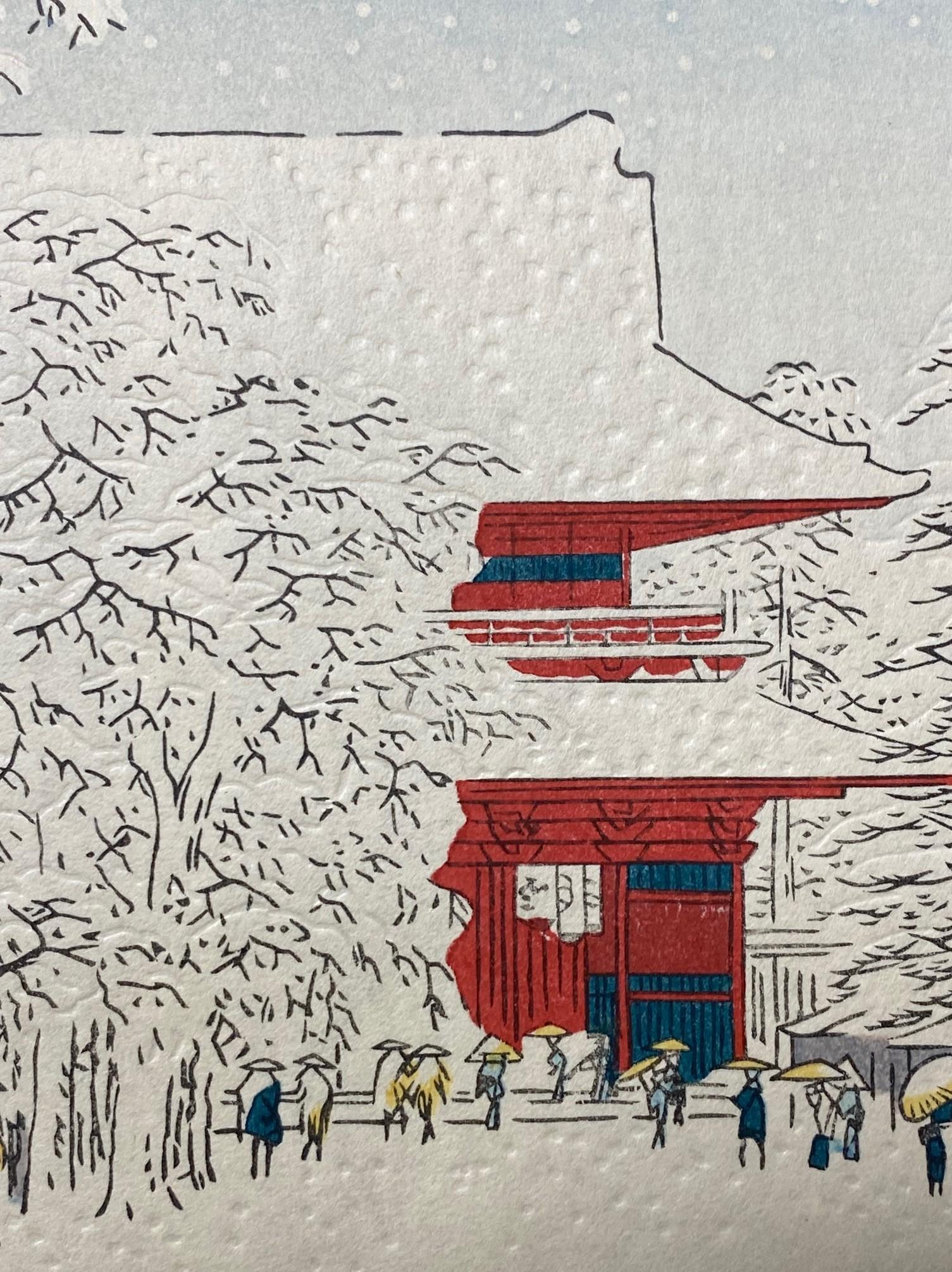 Utagawa Ando Hiroshige Temple japonais en gravure sur bois Kinryuzan, Asakusa en vente 7