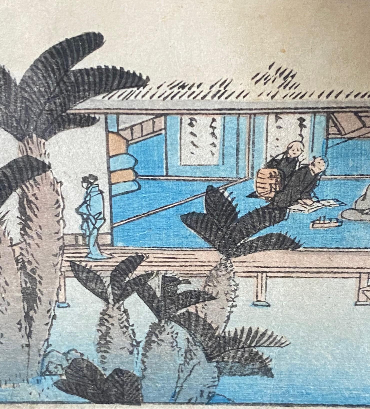 Utagawa Ando Hiroshige Japanese Woodblock Print No. 51 - Minakuchi Tôkaidô Road For Sale 7
