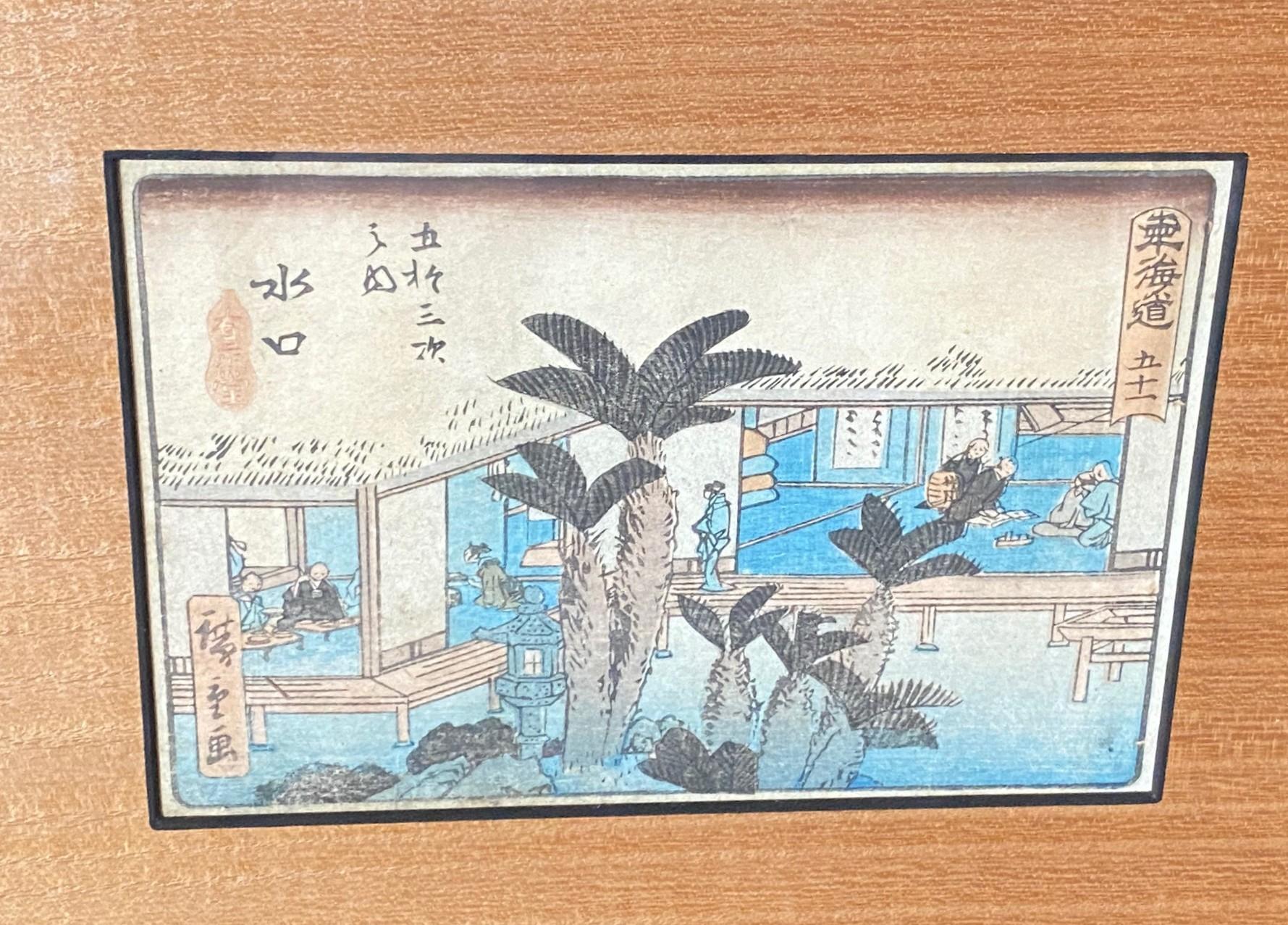 Edo Utagawa Ando Hiroshige Japanese Woodblock Print No. 51 - Minakuchi Tôkaidô Road For Sale