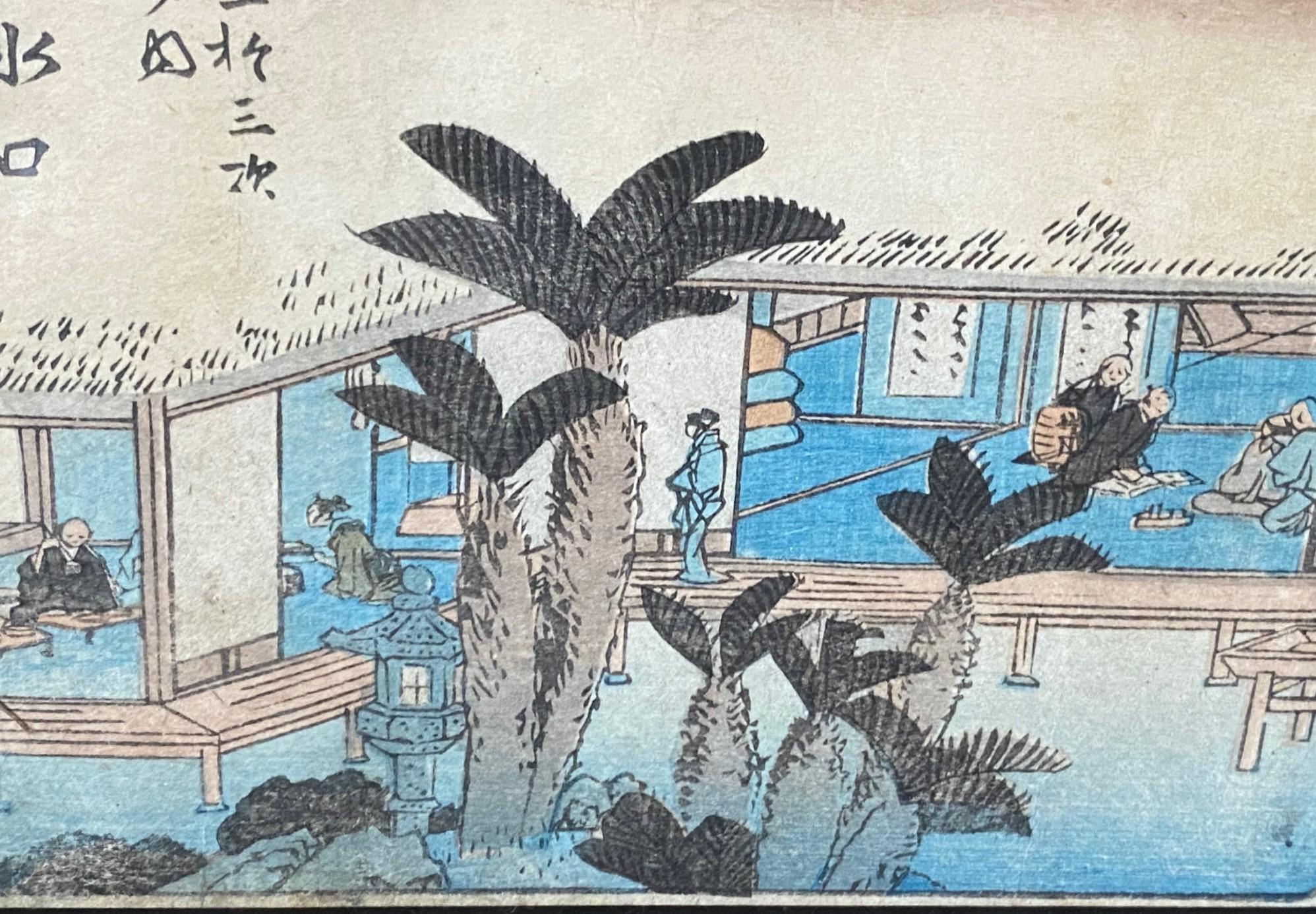 Utagawa Ando Hiroshige Japanese Woodblock Print No. 51 - Minakuchi Tôkaidô Road In Good Condition For Sale In Studio City, CA