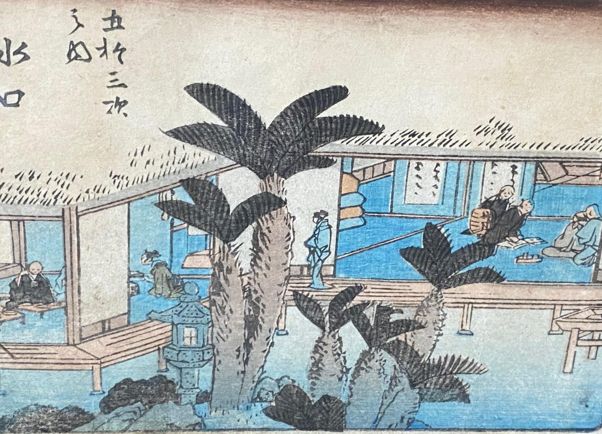 19th Century Utagawa Ando Hiroshige Japanese Woodblock Print No. 51 - Minakuchi Tôkaidô Road For Sale