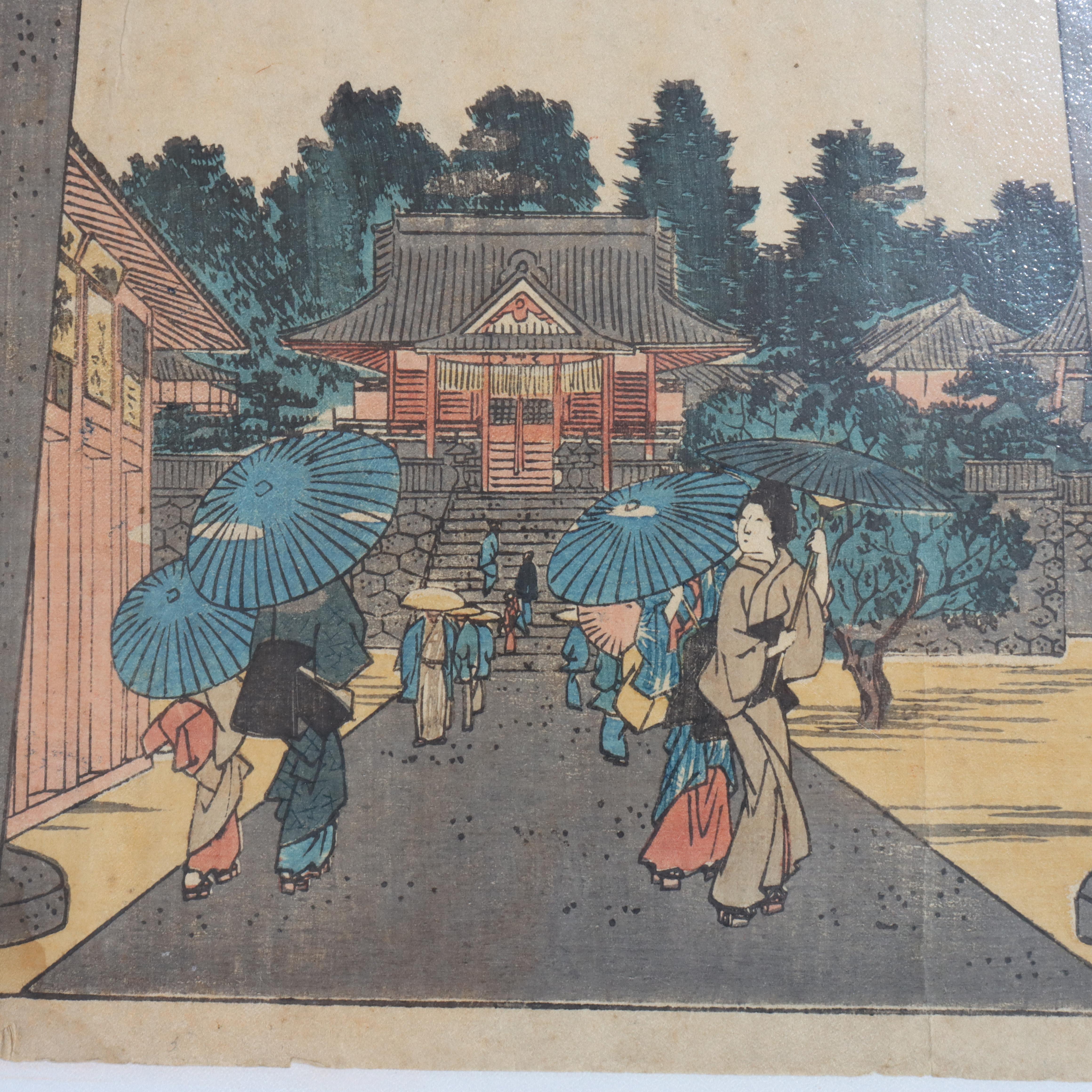 Grabado en bloque japonés antiguo 