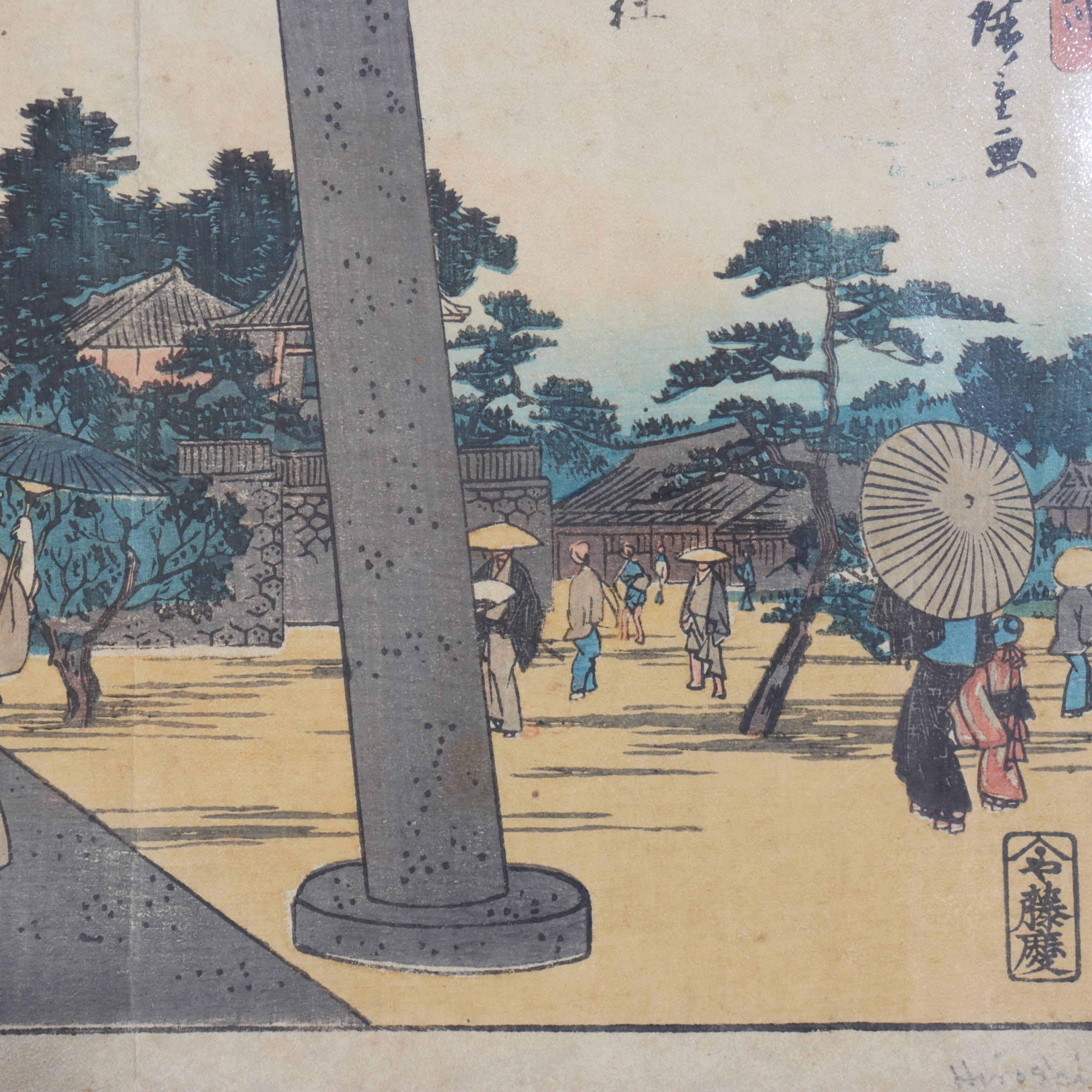 Utagawa Hiroshige Grabado en bloque japonés antiguo 