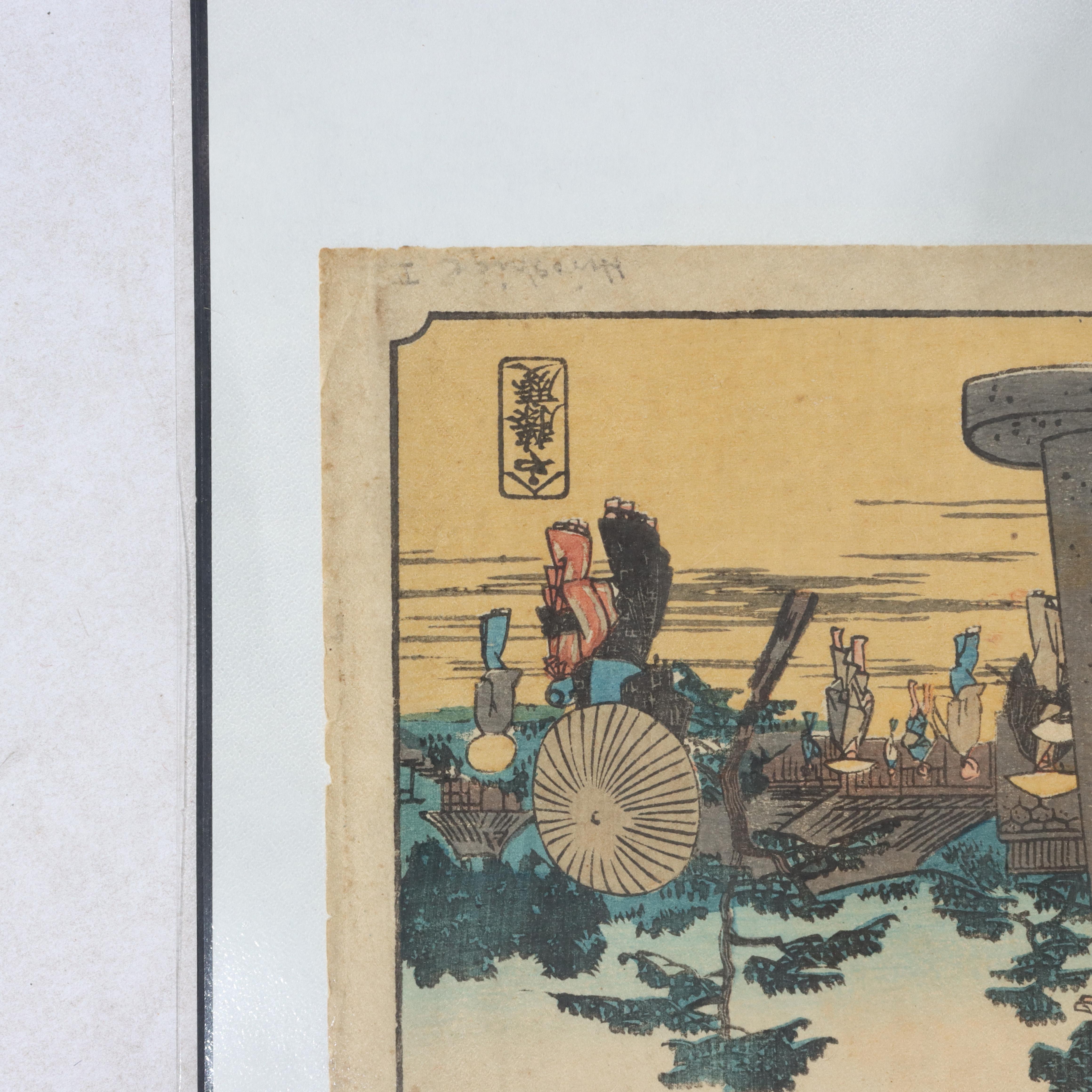 Utagawa Hiroshige Grabado en bloque japonés antiguo 