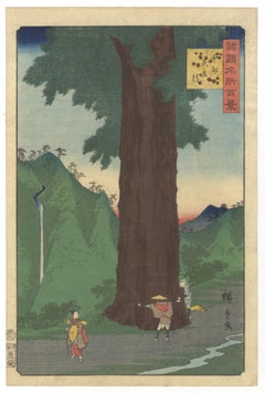 Hiroshige II, Cedar Tree, Landscape, Ukiyo-e, Japanese Woodblock Print, Edo