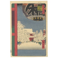 Utagawa Hiroshige, Landscape, Winter, Temple, Edo, Japanese Woodblock Print
