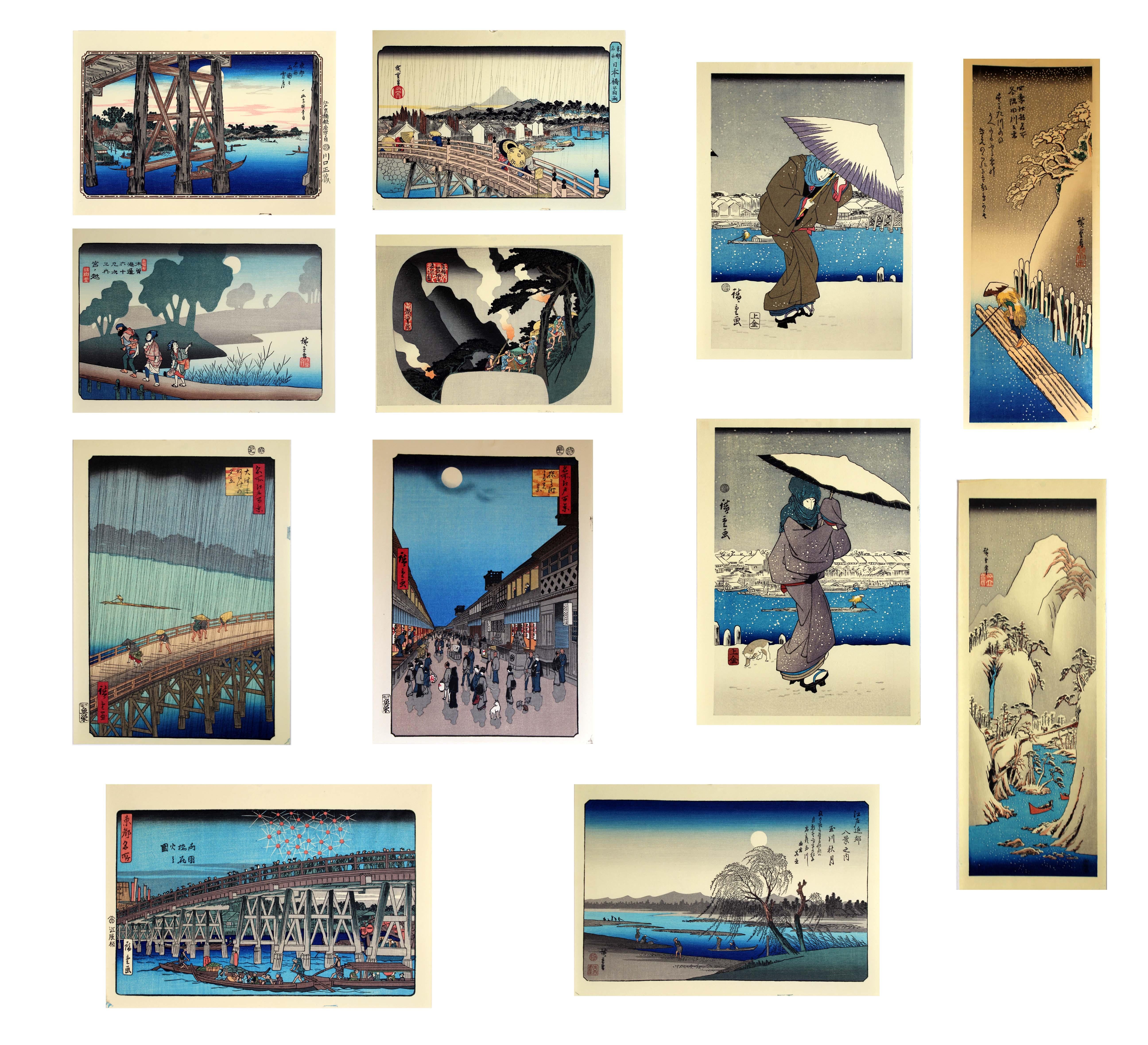 Utagawa Hiroshige Portfolio of 24 Vintage Japanese Woodblocks 20th Century 7