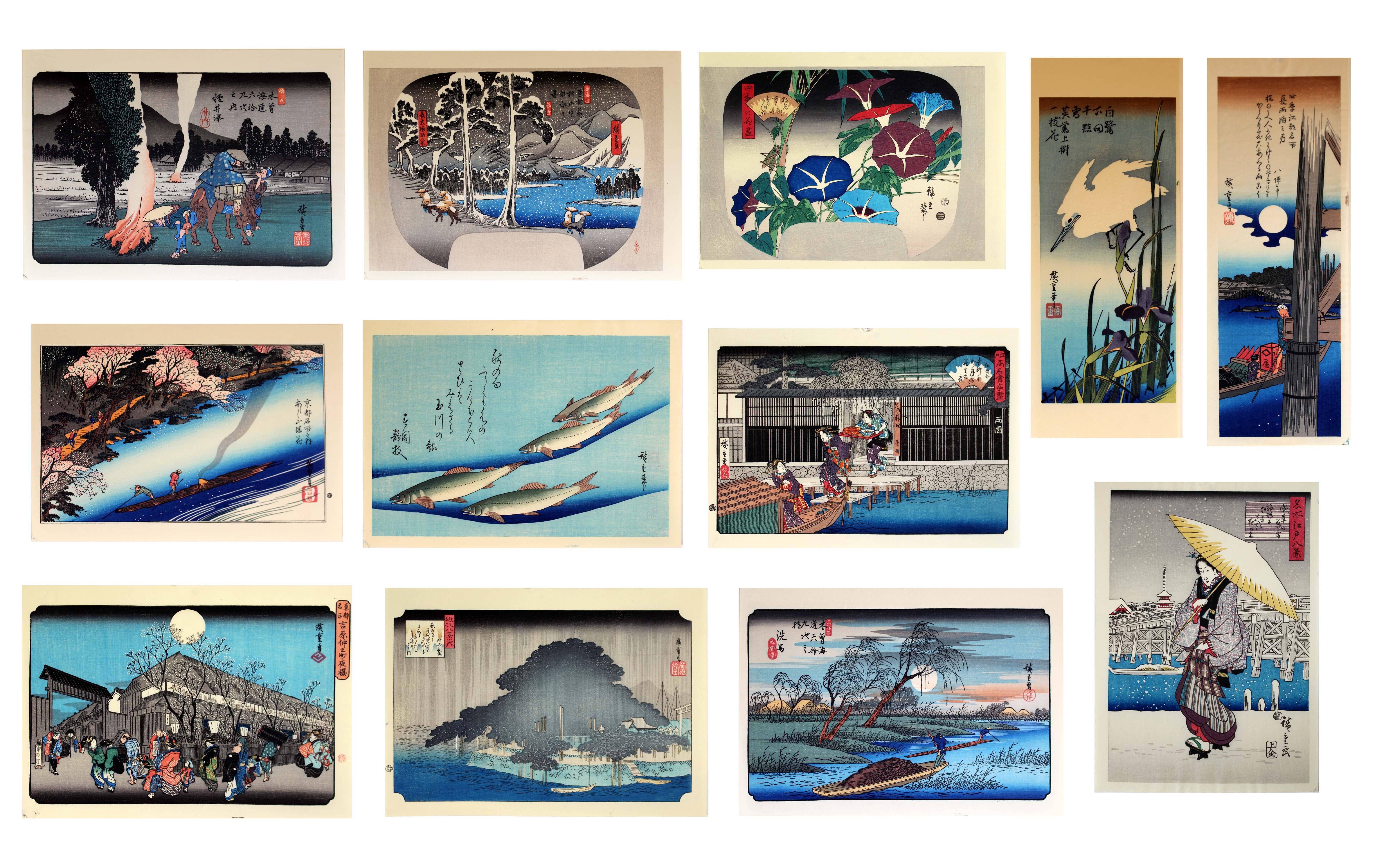 Utagawa Hiroshige Portfolio of 24 Vintage Japanese Woodblocks 20th Century 2