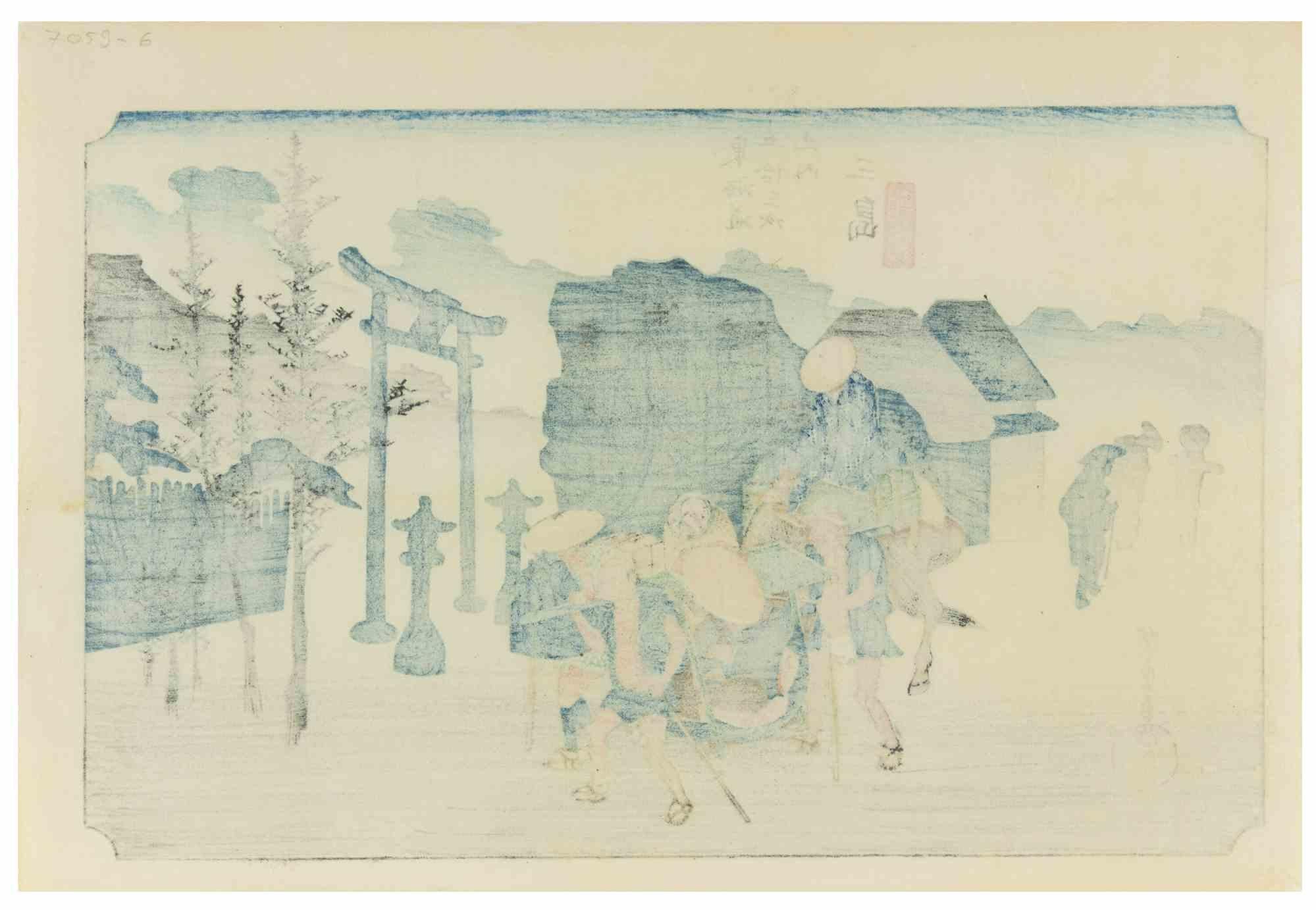 Asagiri - Woodcut by Utagawa Hiroshige - 1832 For Sale 1
